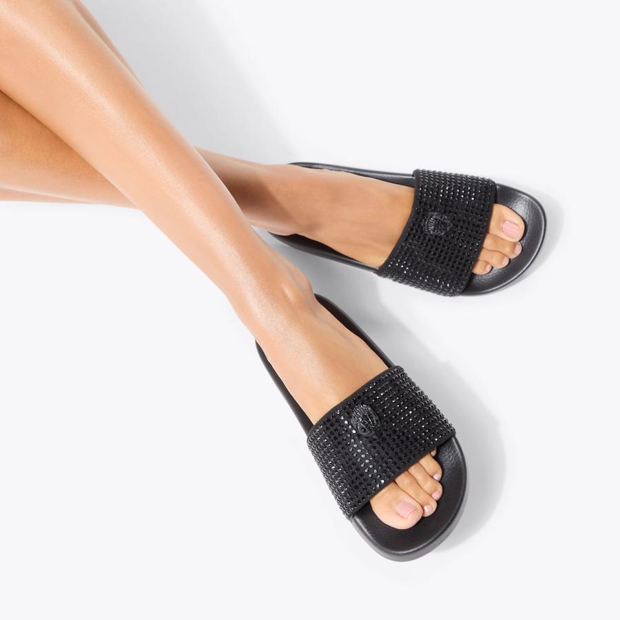 サンダル・ミュール MEENA EAGLE SLIDE SANDALS MEENA EAGLE Metallic Stripe Quilt Eagle Sliders by KURT