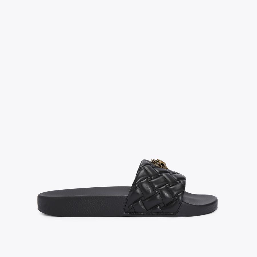 【NATIONAL GEOGRAPHIC】クリフSLIDE★送料・関税込★男女共用 MEENA EAGLE Black Quilted Sliders by KURT GEIGER LONDON