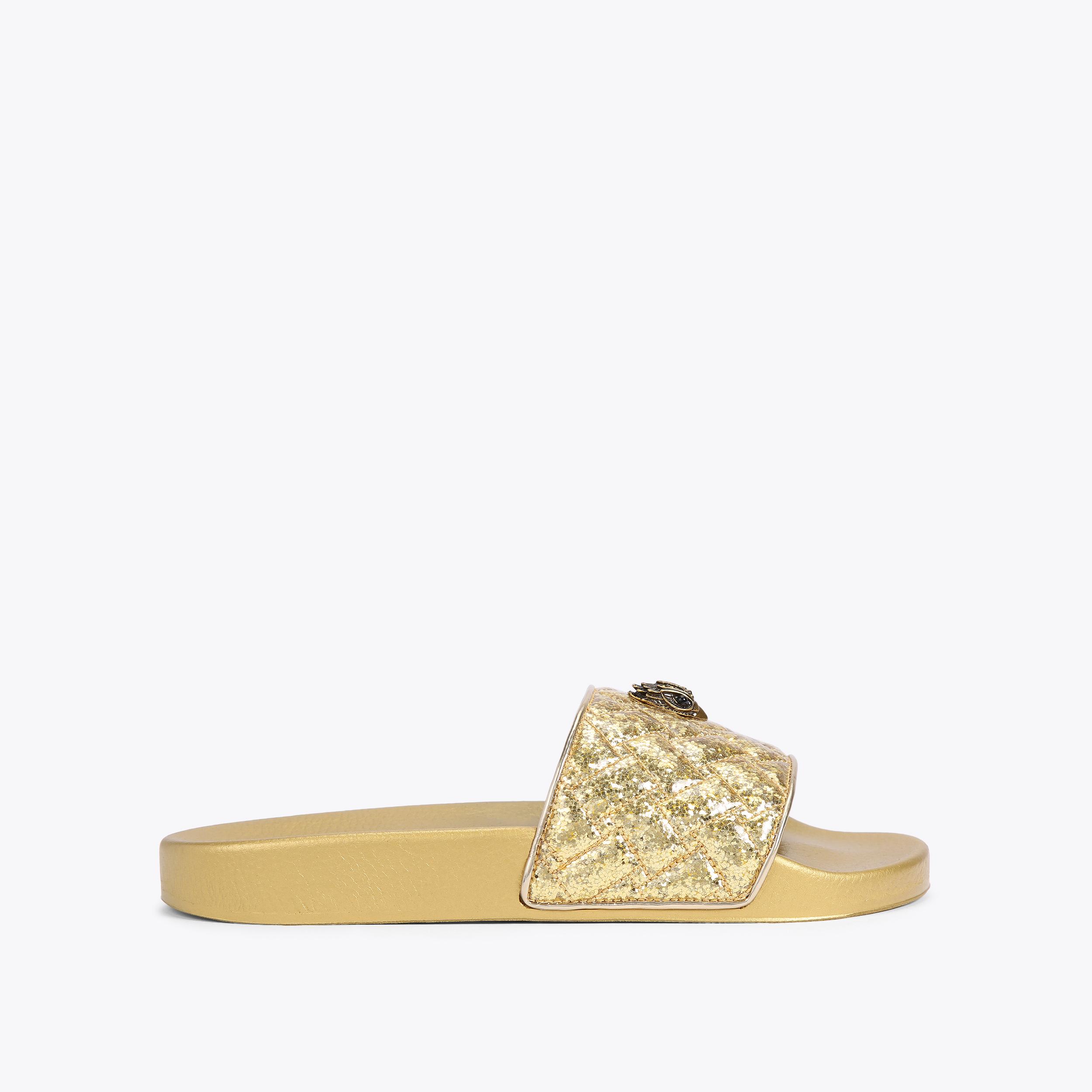 MEENA EAGLE Black Quilted Sliders by KURT GEIGER LONDON
