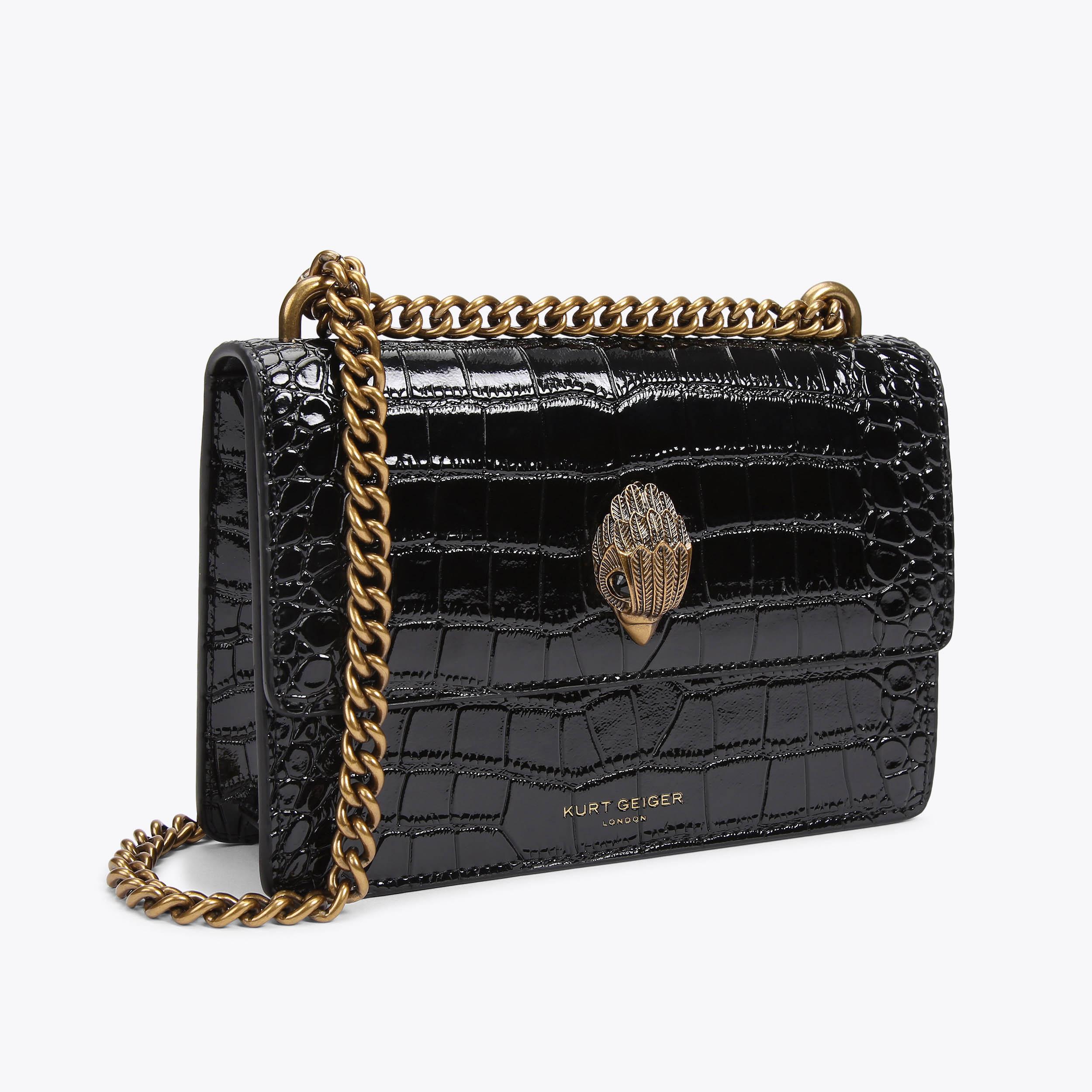 SHOREDITCH SM CROSSBODY Black Croc Print Mini Cross Body Bag by KURT