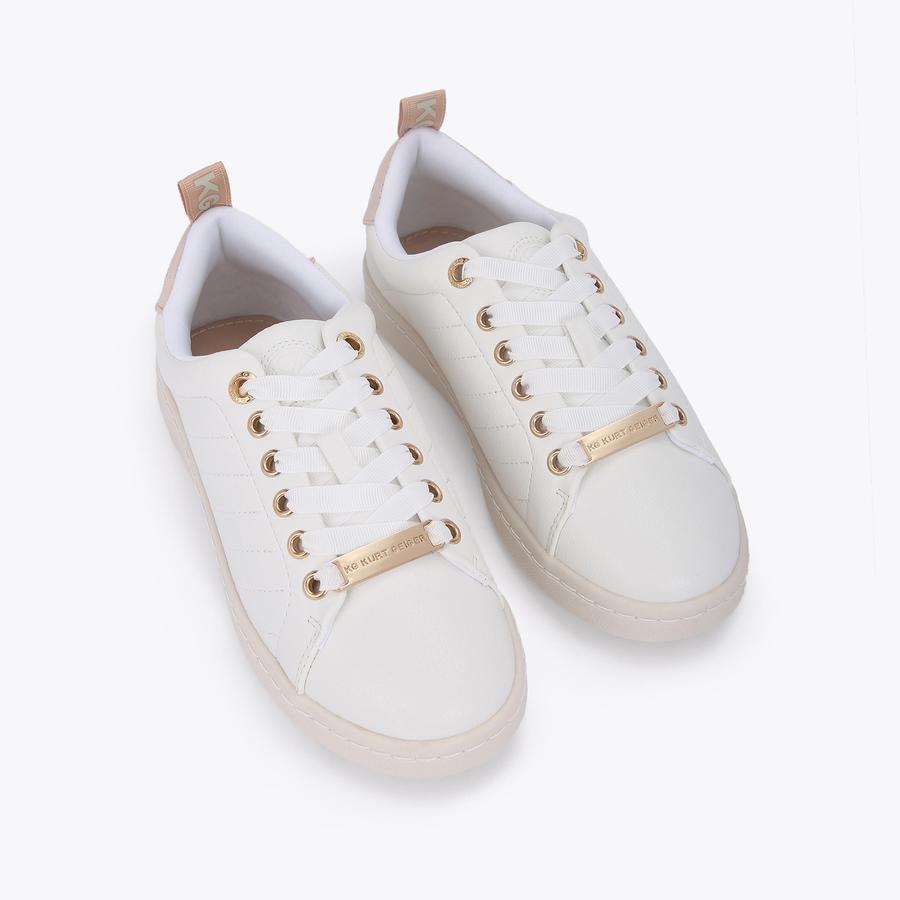 LIZA QUILT White Vegan Quilted Lace Up Sneakers by KG KURT