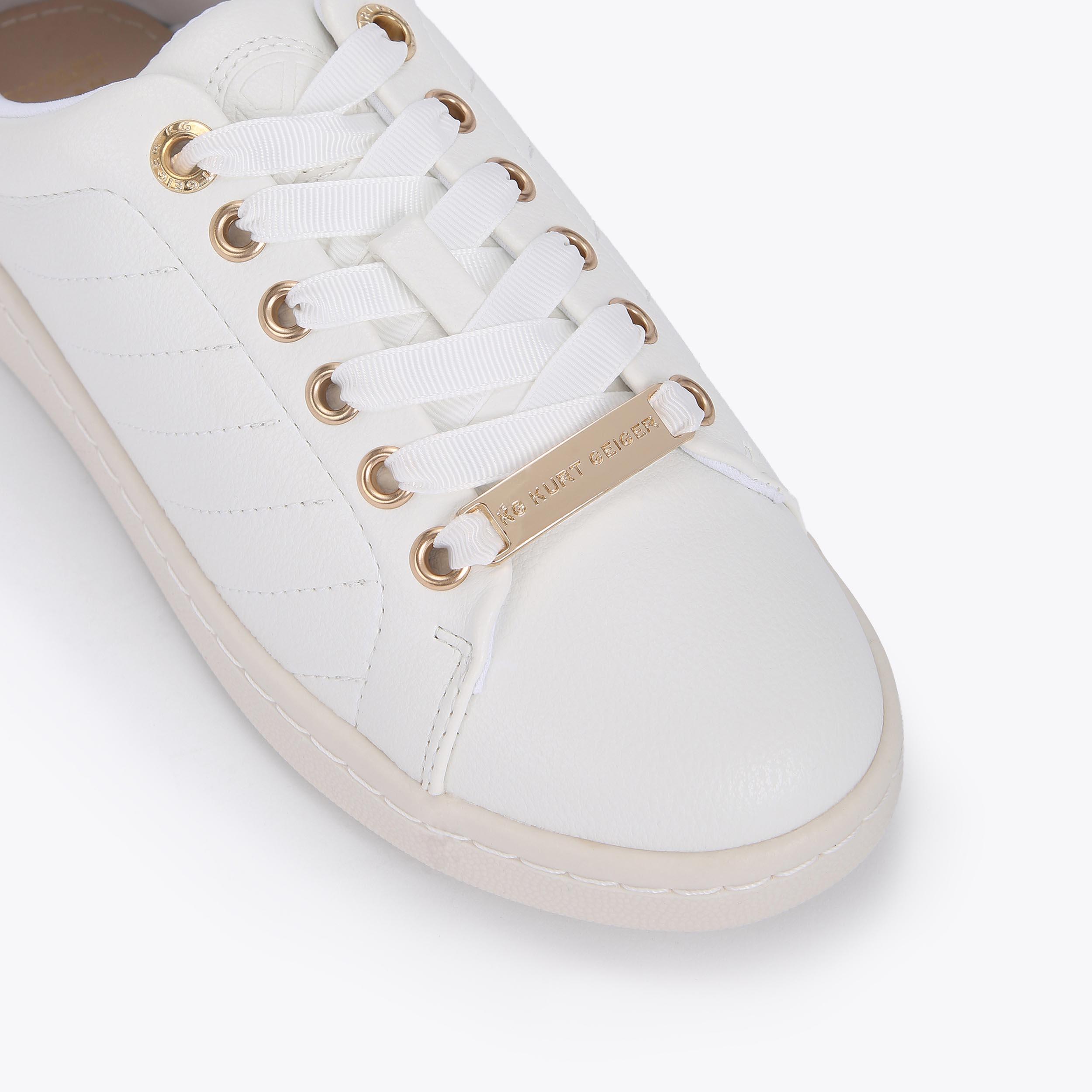 LIZA QUILT White Vegan Quilted Lace Up Sneakers by KG KURT