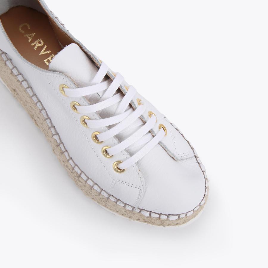 White leather espadrille sneakers top
