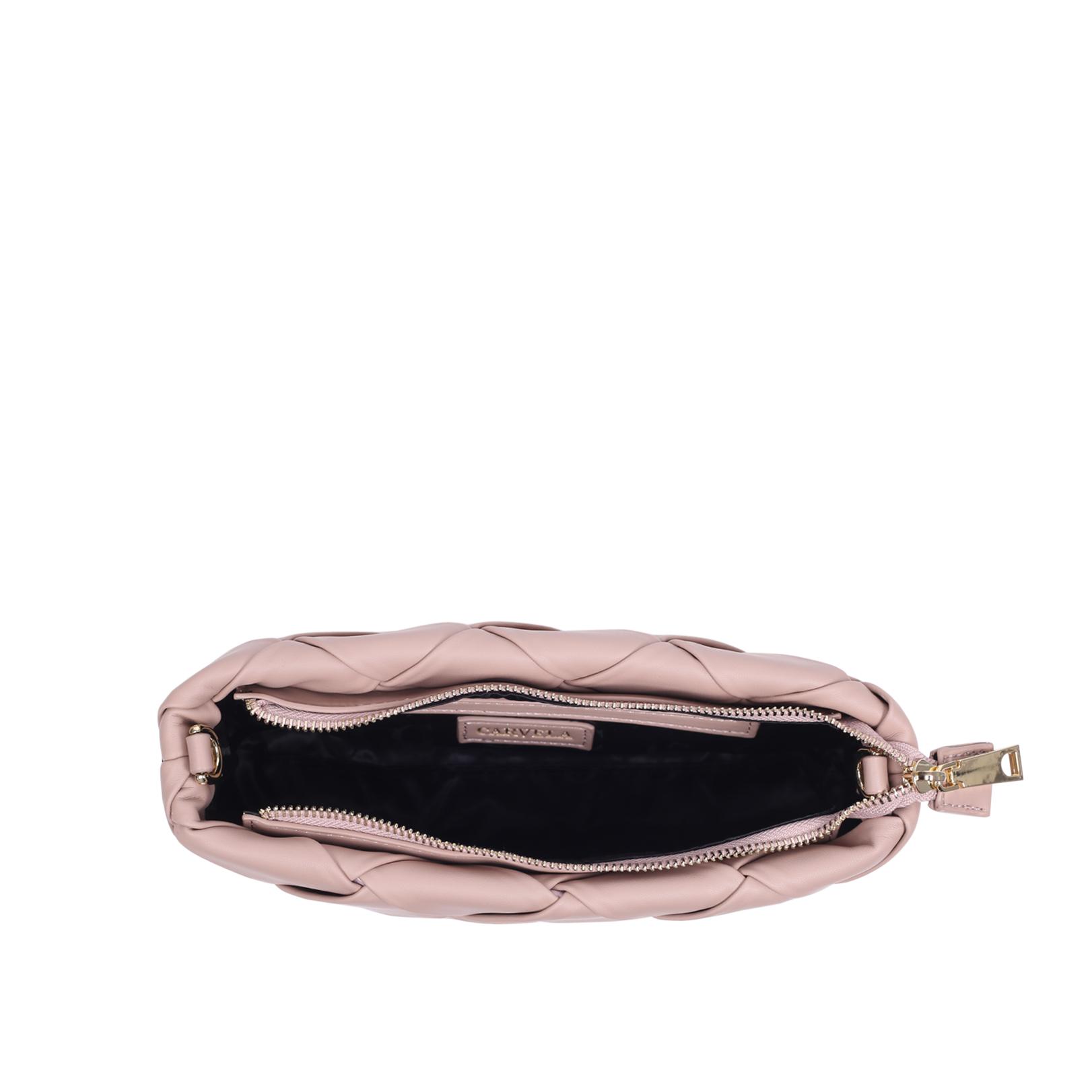 LANA WEAVE POUCH XBODY Blush Weaved Cross Body Bag by CARVELA