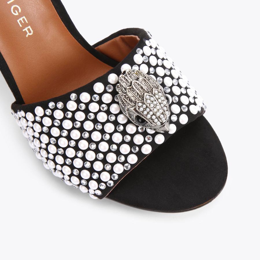 KENSINGTON SANDAL Black Pearl Crystal High Heel Sandals by