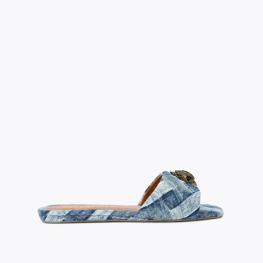 KENSINGTON FLAT SANDAL Blue Denim Slip On Sandal by KURT