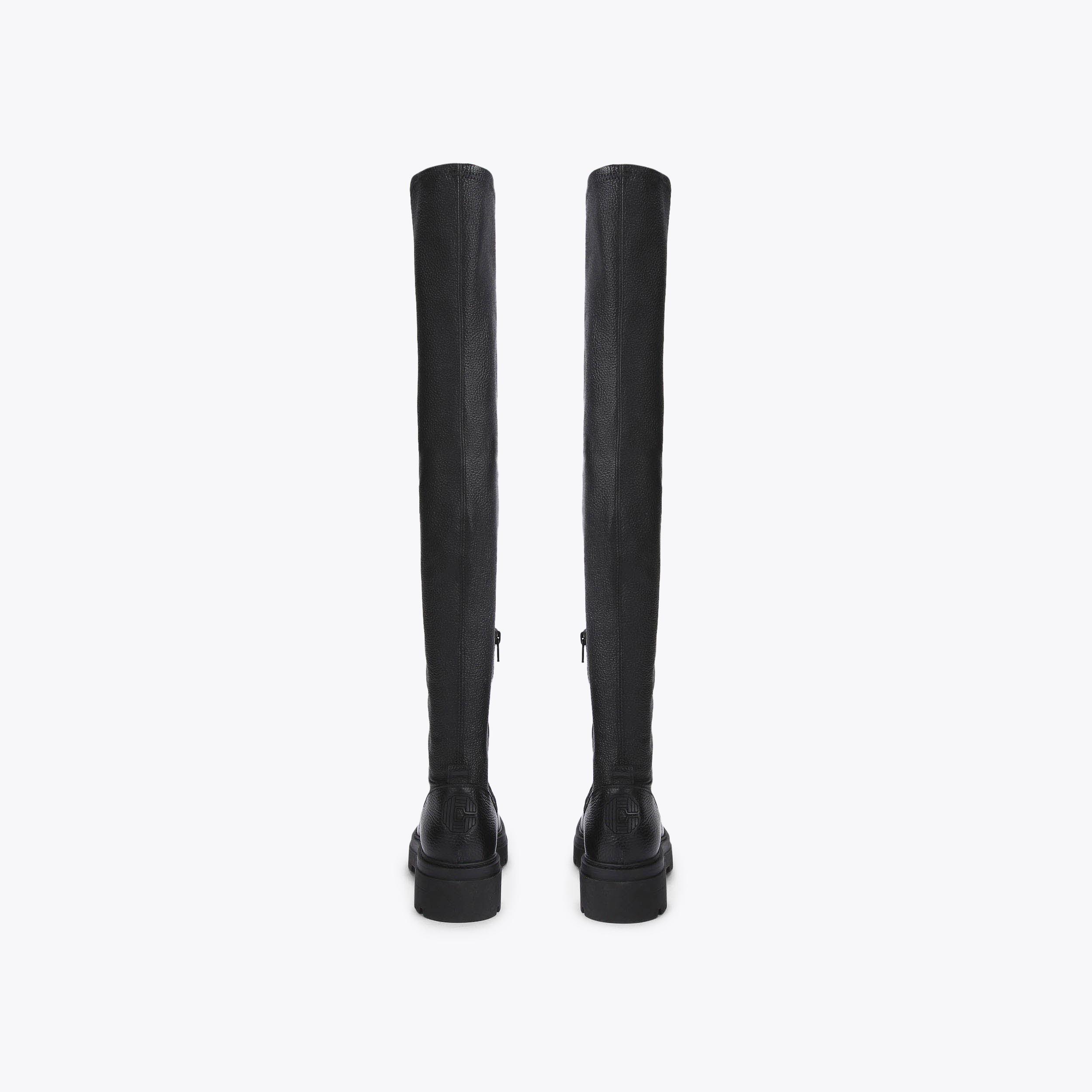 SINCERE THIGH HIGH Black Thigh High Leather Boots by CARVELA