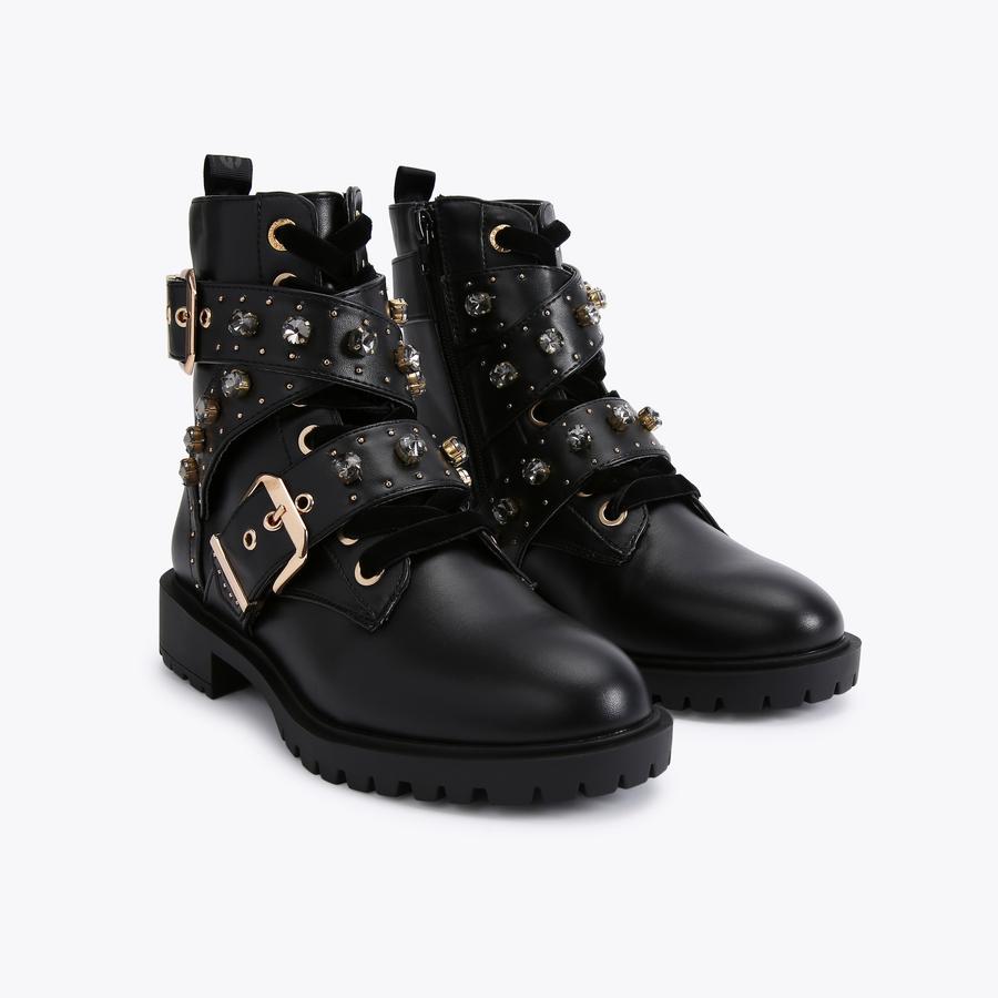 TRIXABEL2 Black Embellished Biker Boots by KG KURT GEIGER