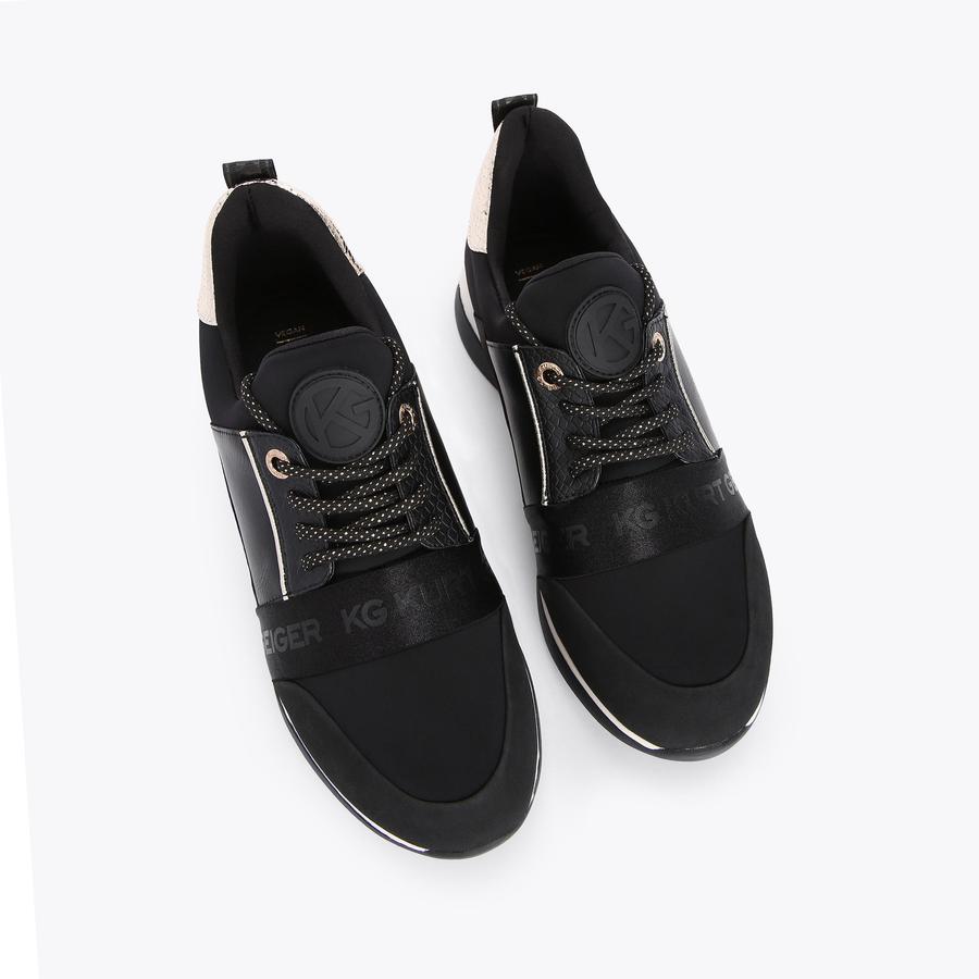 LEO2 Black Fabric Gold Detail Sneakers by KG KURT GEIGER