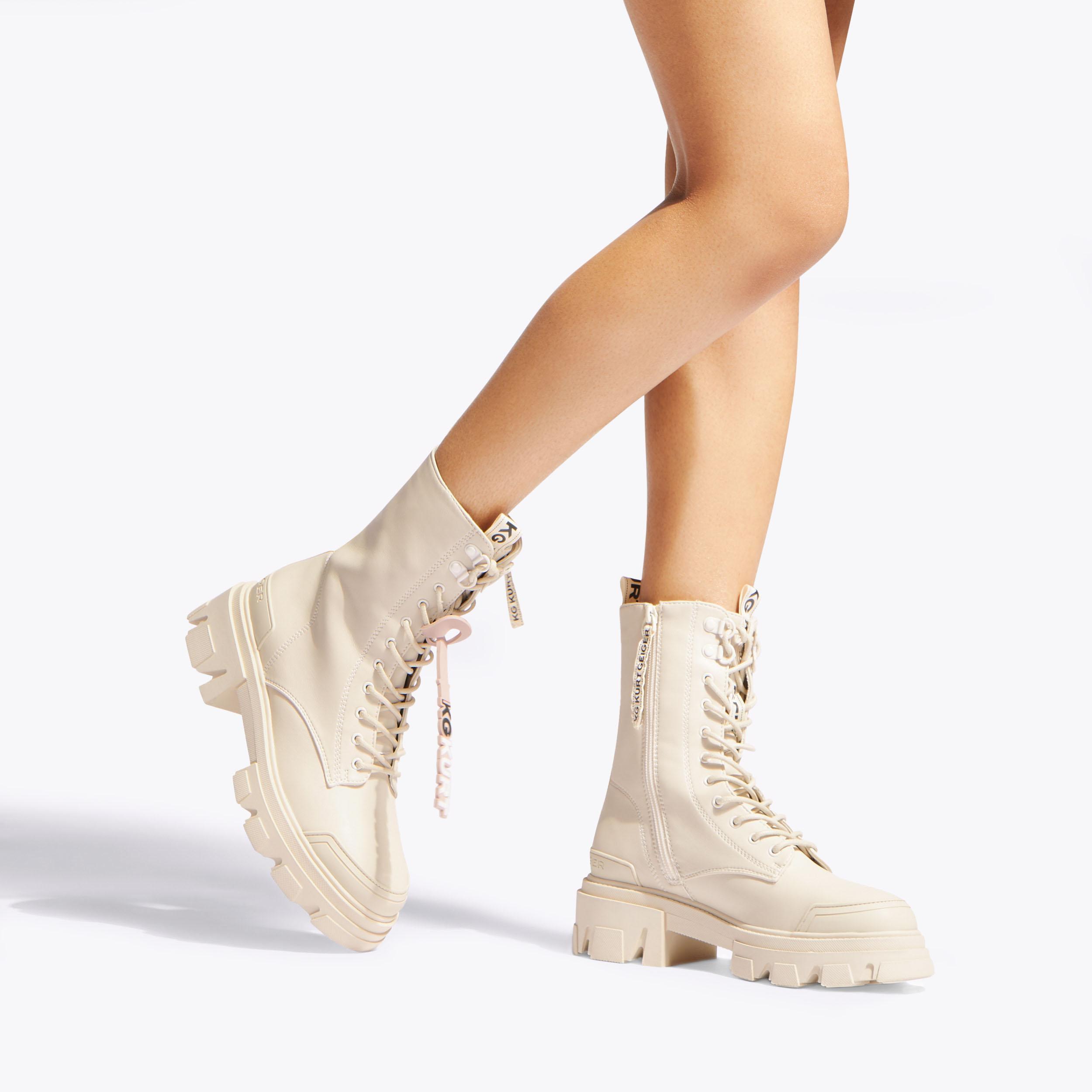 TREKKER LACE UP Bone Ankle Boots by KG KURT GEIGER