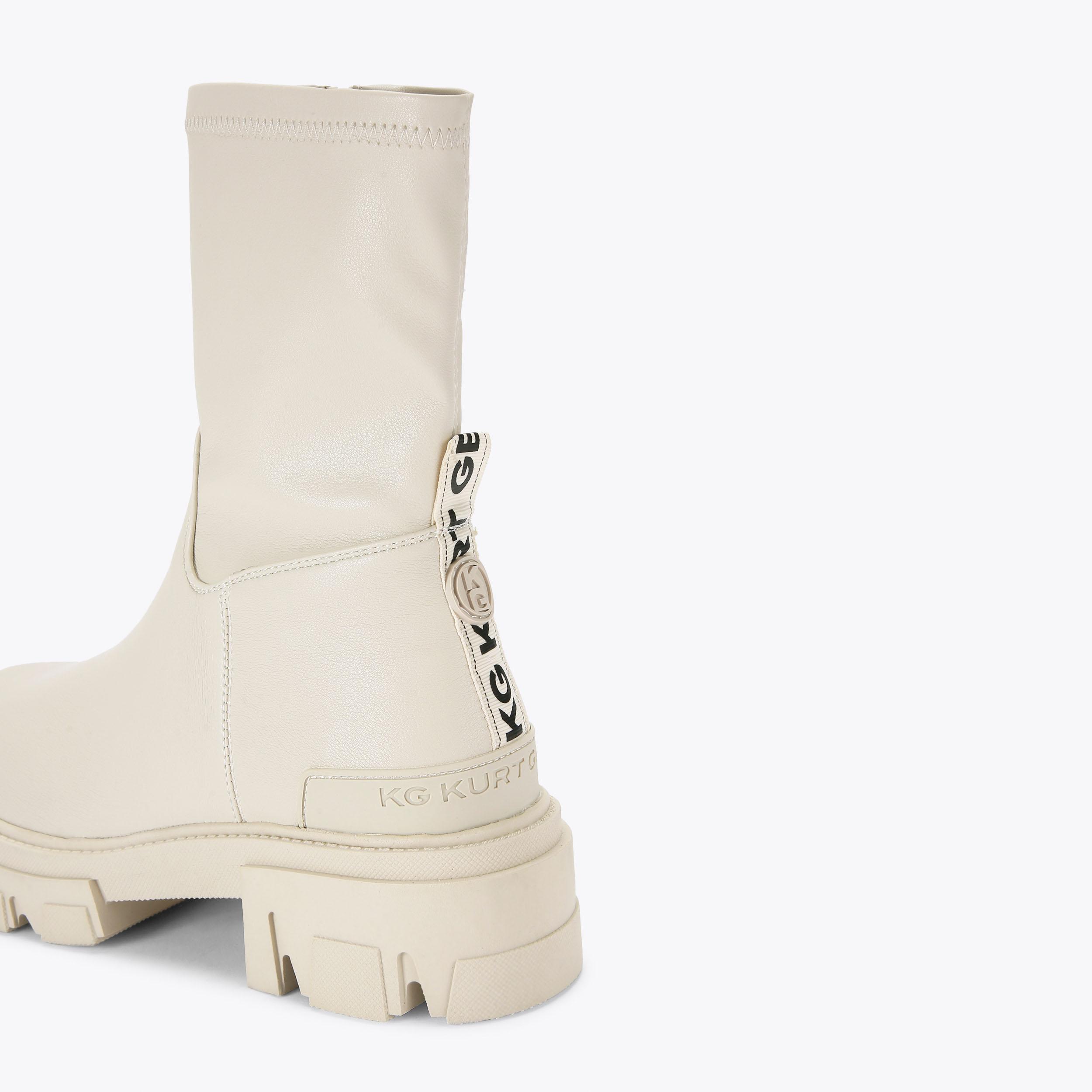 TREKKER SOCK Cream Sock Boot by KG KURT GEIGER