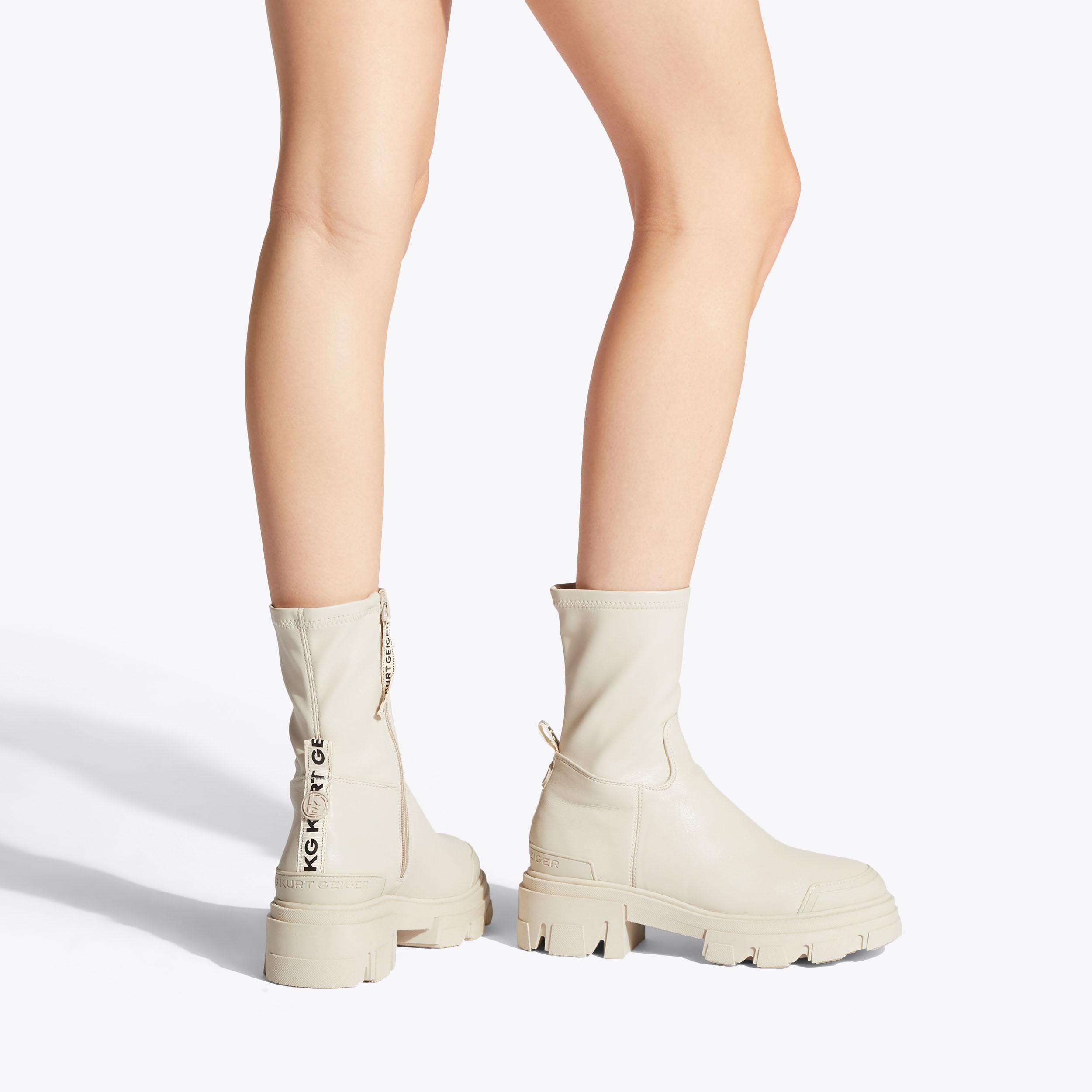 TREKKER SOCK Cream Sock Boot by KG KURT GEIGER