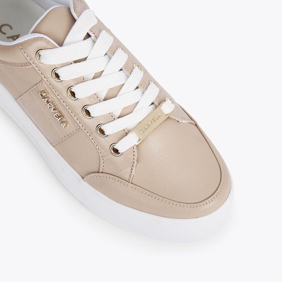 JIVE LACE UP Pink Croc Printed Lace Up Trainers by CARVELA