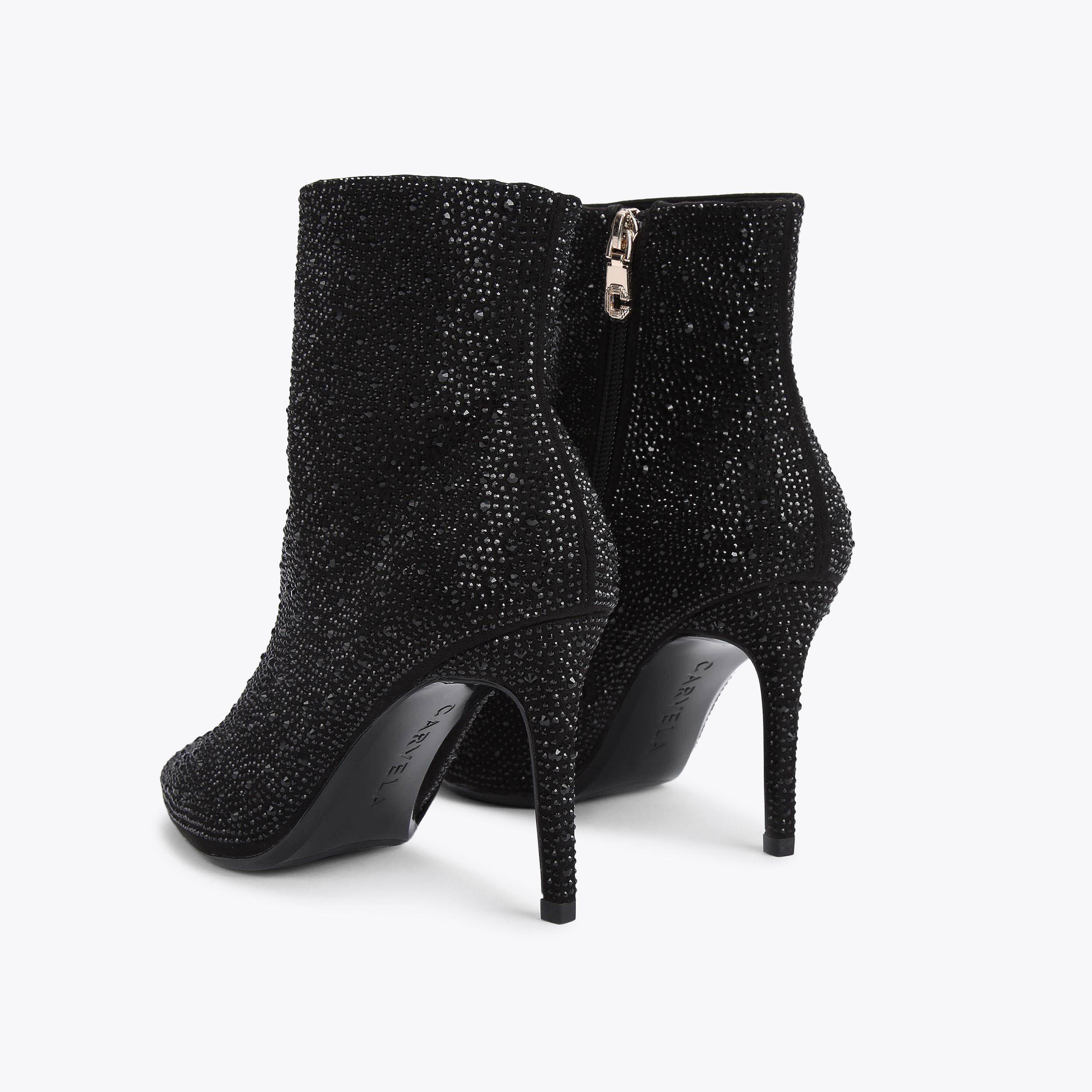 LOVEBIRD BOOTIE Black Jewel Embellished Heeled Boot by CARVELA