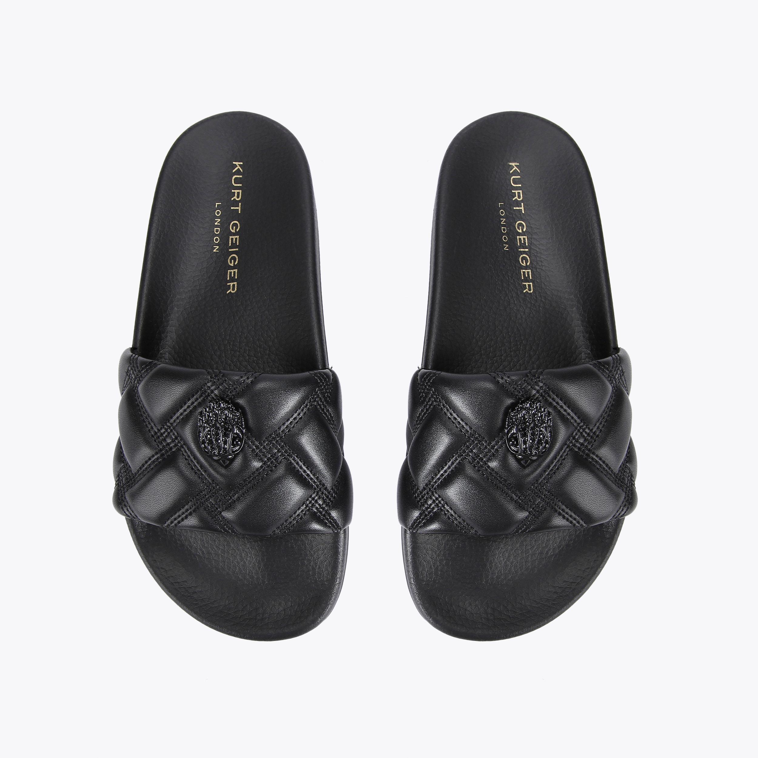 MEENA EAGLE DRENCH Black Slide On Sandals by KURT GEIGER LONDON