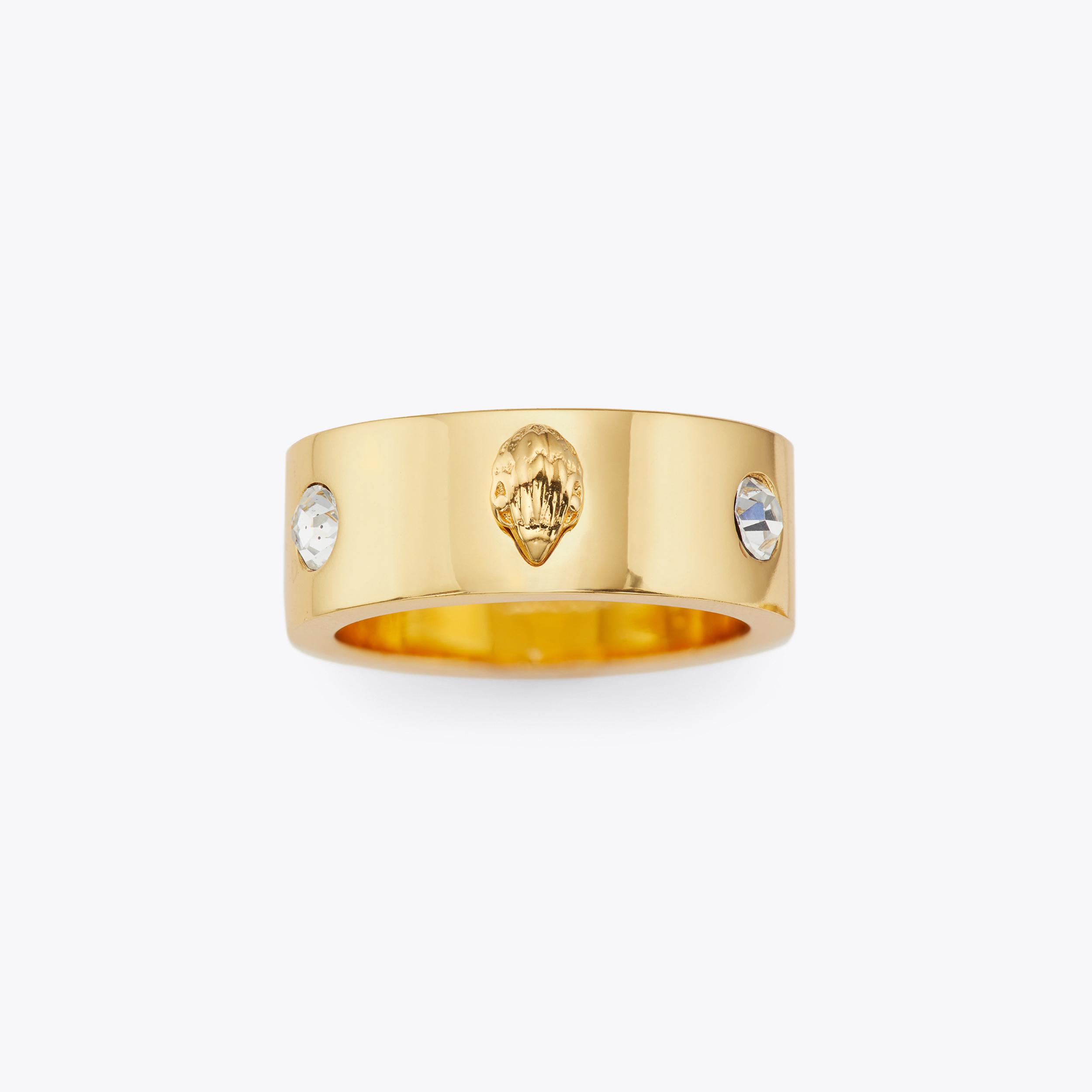 METAL EAGLE RING Gold Structured Metal Eagle Ring by KURT