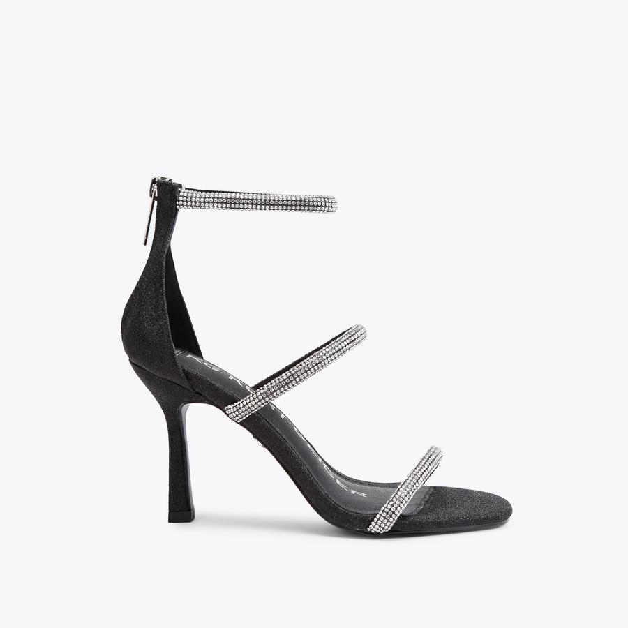 FOSTER SANDAL Black Glitter Jewelled High Heels by KG KURT GEIGER