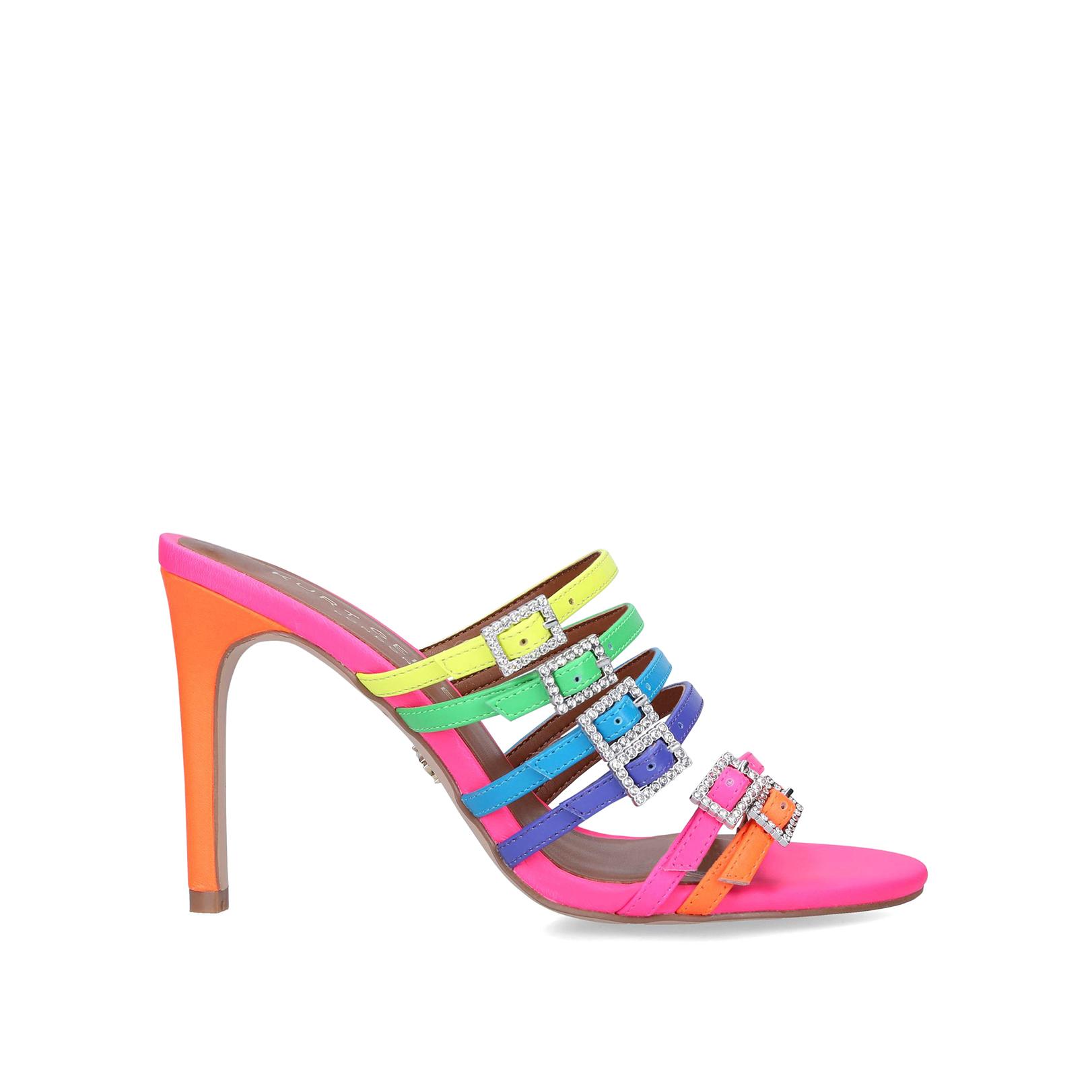 PIERRA MULE Neon Rainbow Stiletto Mule Heels by KURT GEIGER LONDON