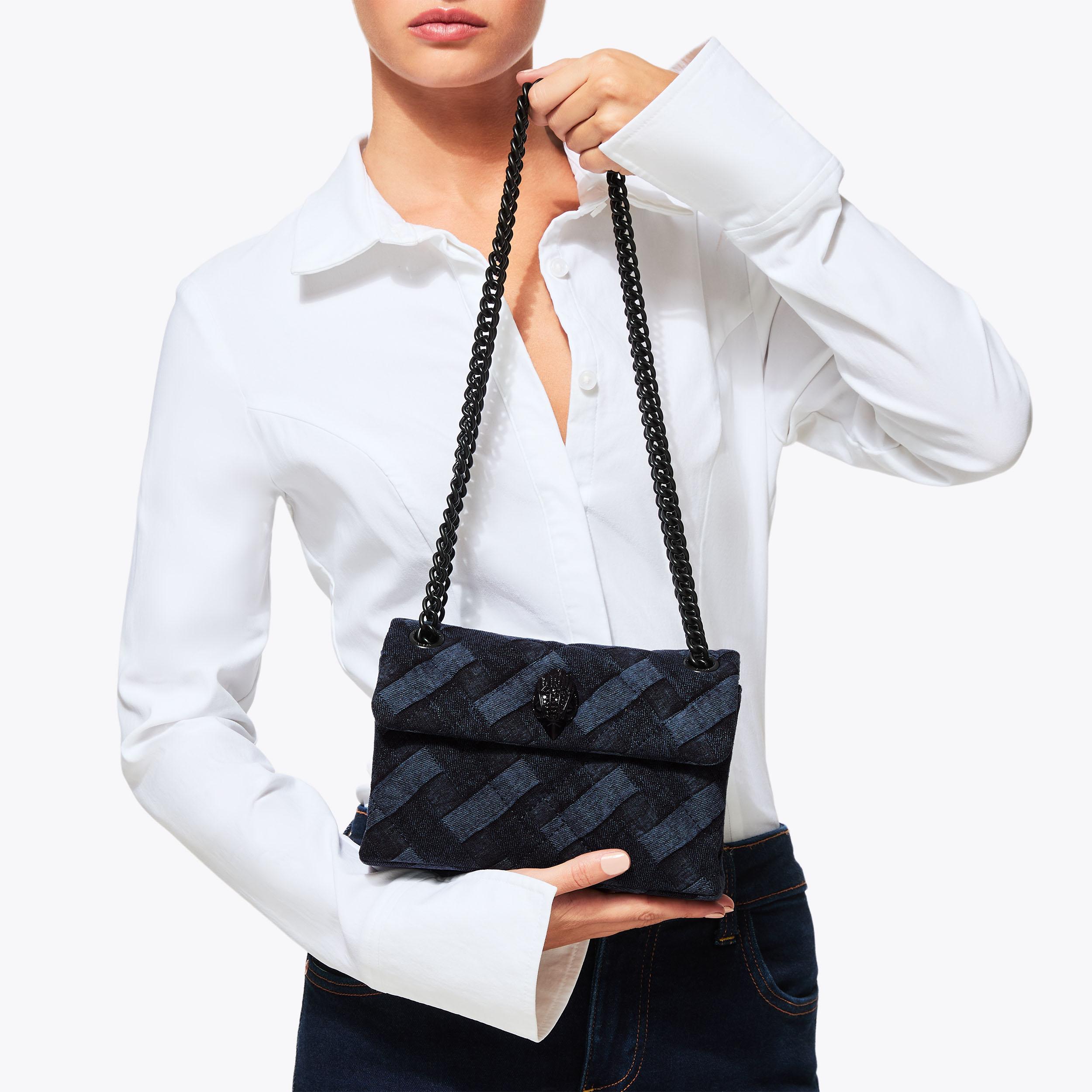 MINI KENSINGTON SOFT BAG Dark Wash Denim Weave Mini Bag by KURT GEIGER LONDON