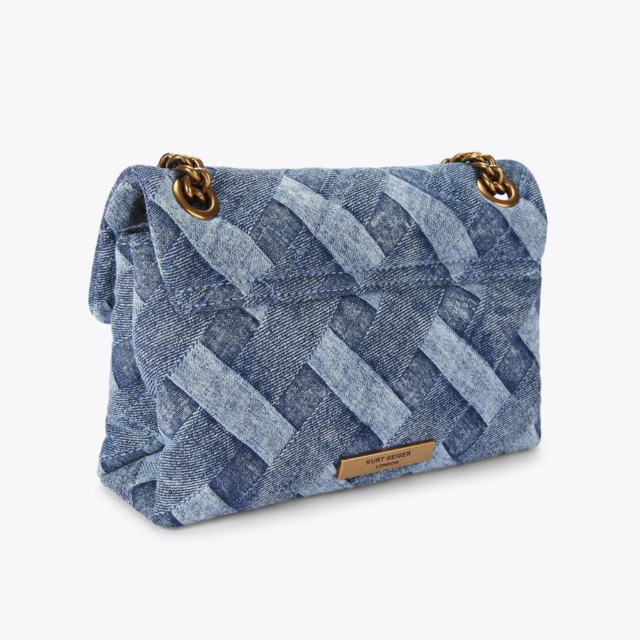 MINI KENSINGTON SOFT BAG Denim Woven Cross Body Bag by KURT GEIGER LONDON