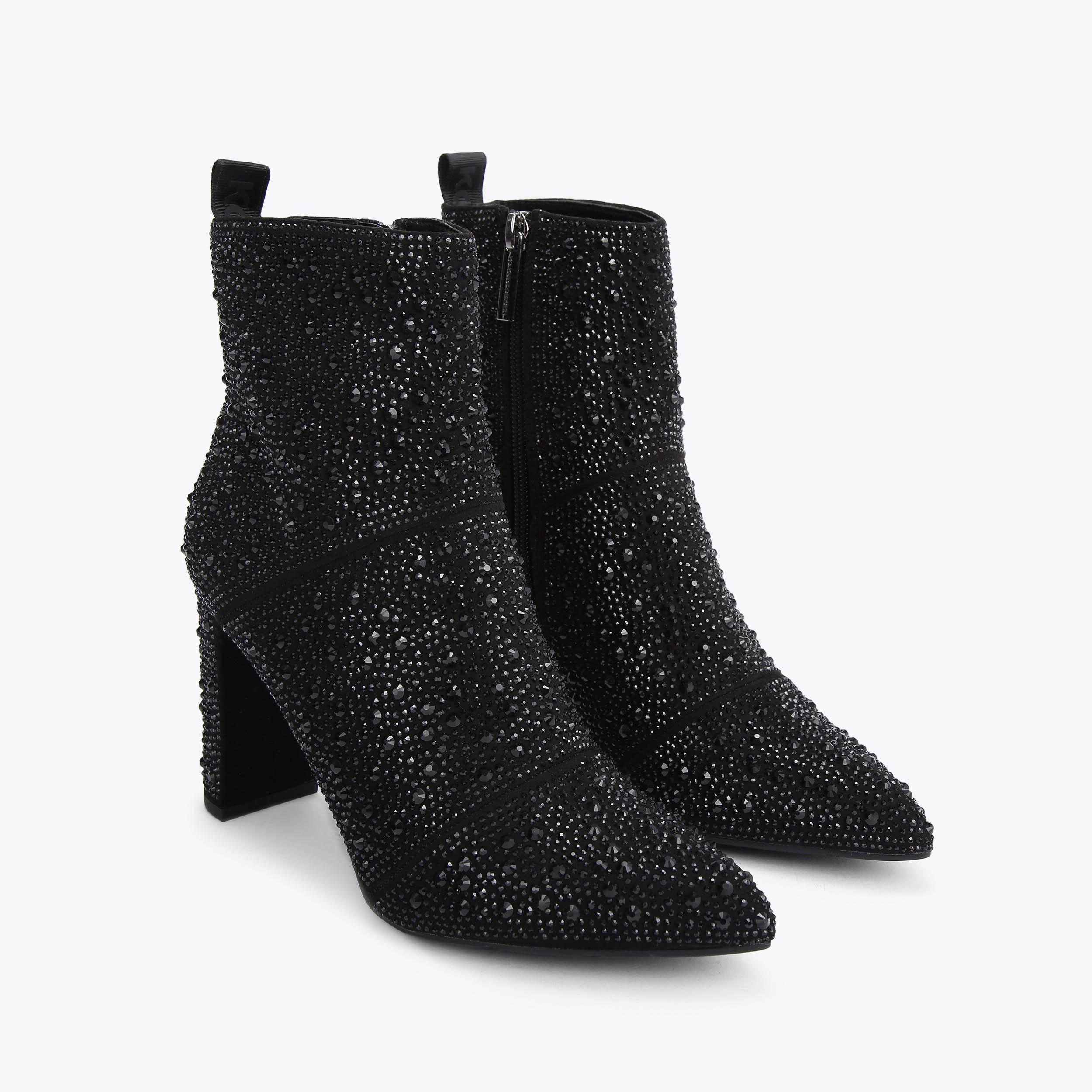 SURI BLING Black Jewelled Pointed Toe Ankle Boots by KG KURT GEIGER