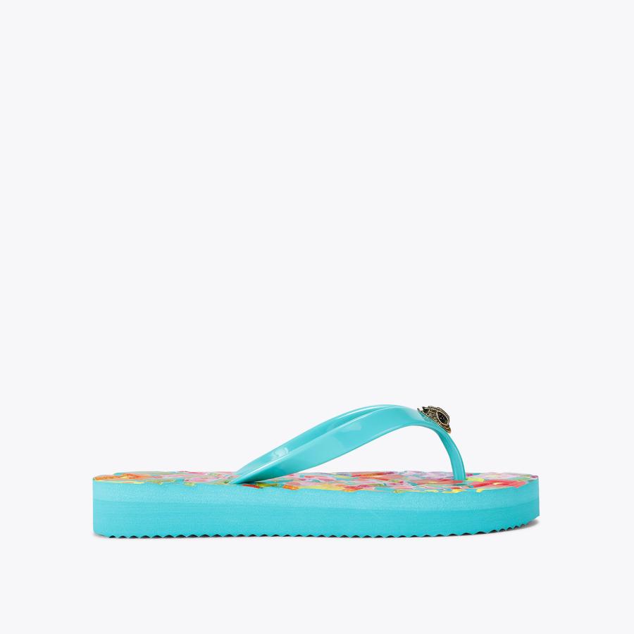 anju KENSINGTON Q FLIP FLOP Blue Printed Flip Flop Sandal by KURT