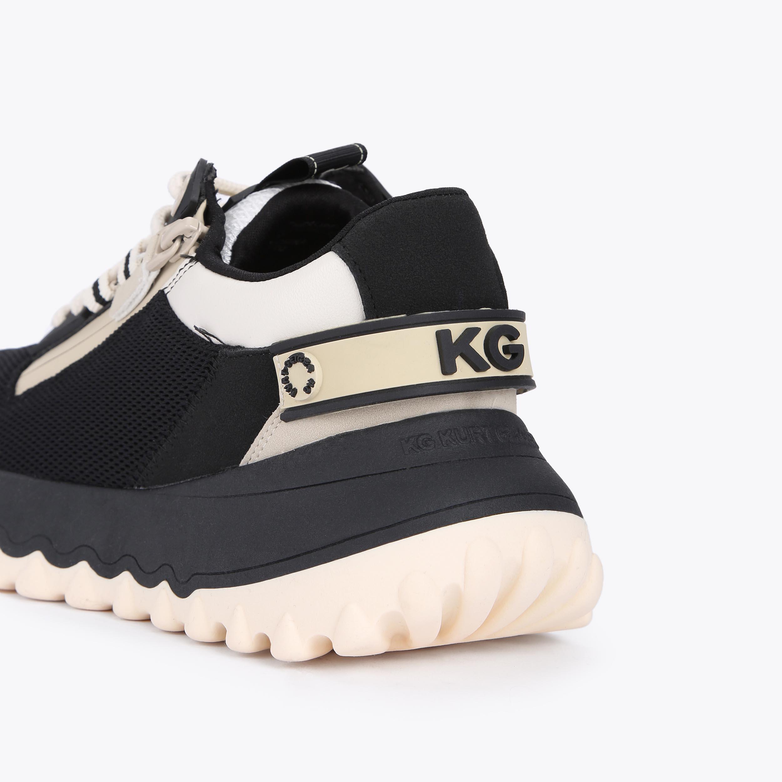 LOWELL ZIP Black Fabric Zip Laced Sneakers by KG KURT GEIGER