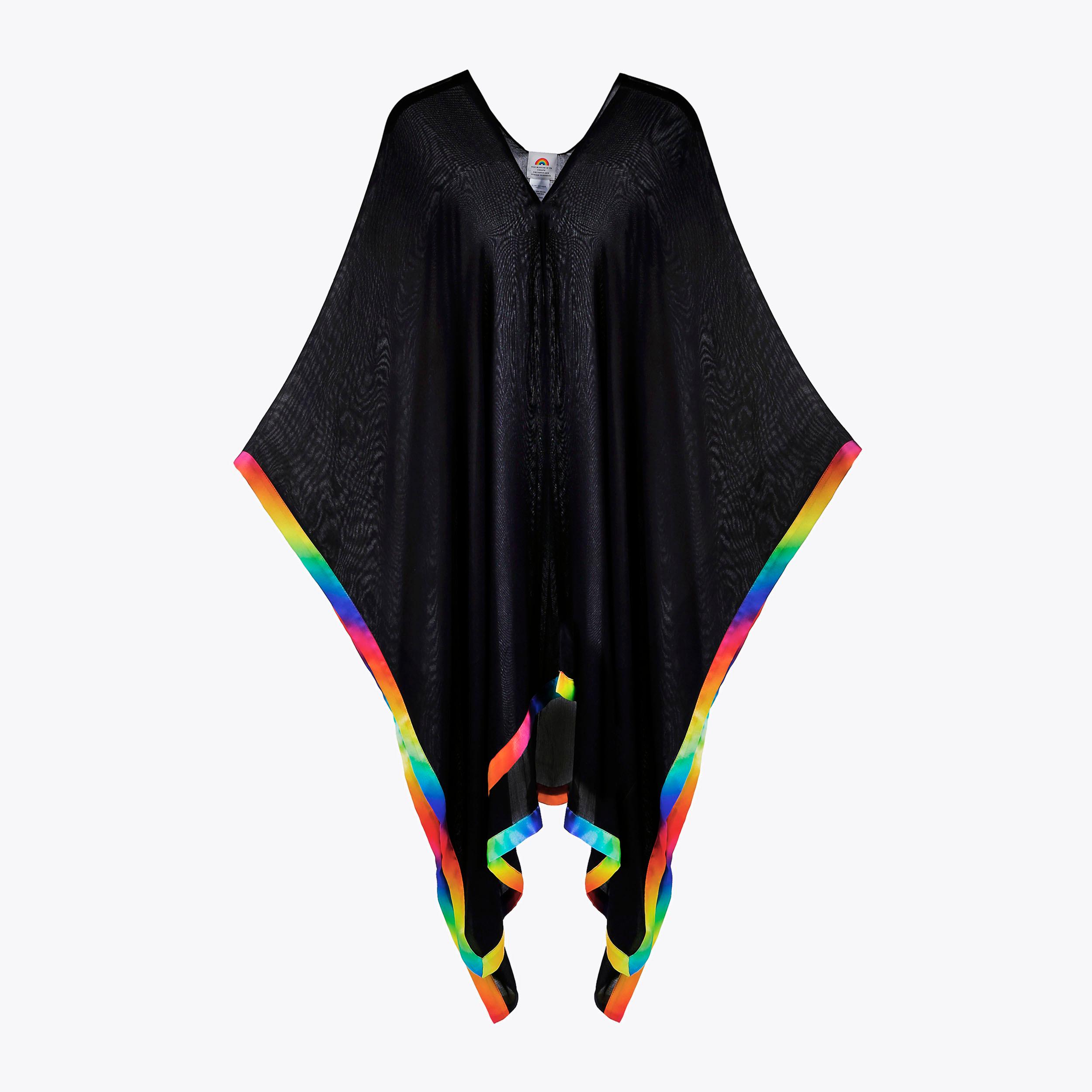 RAINBOW RUANA Black Rainbow Kaftan by KURT GEIGER LONDON