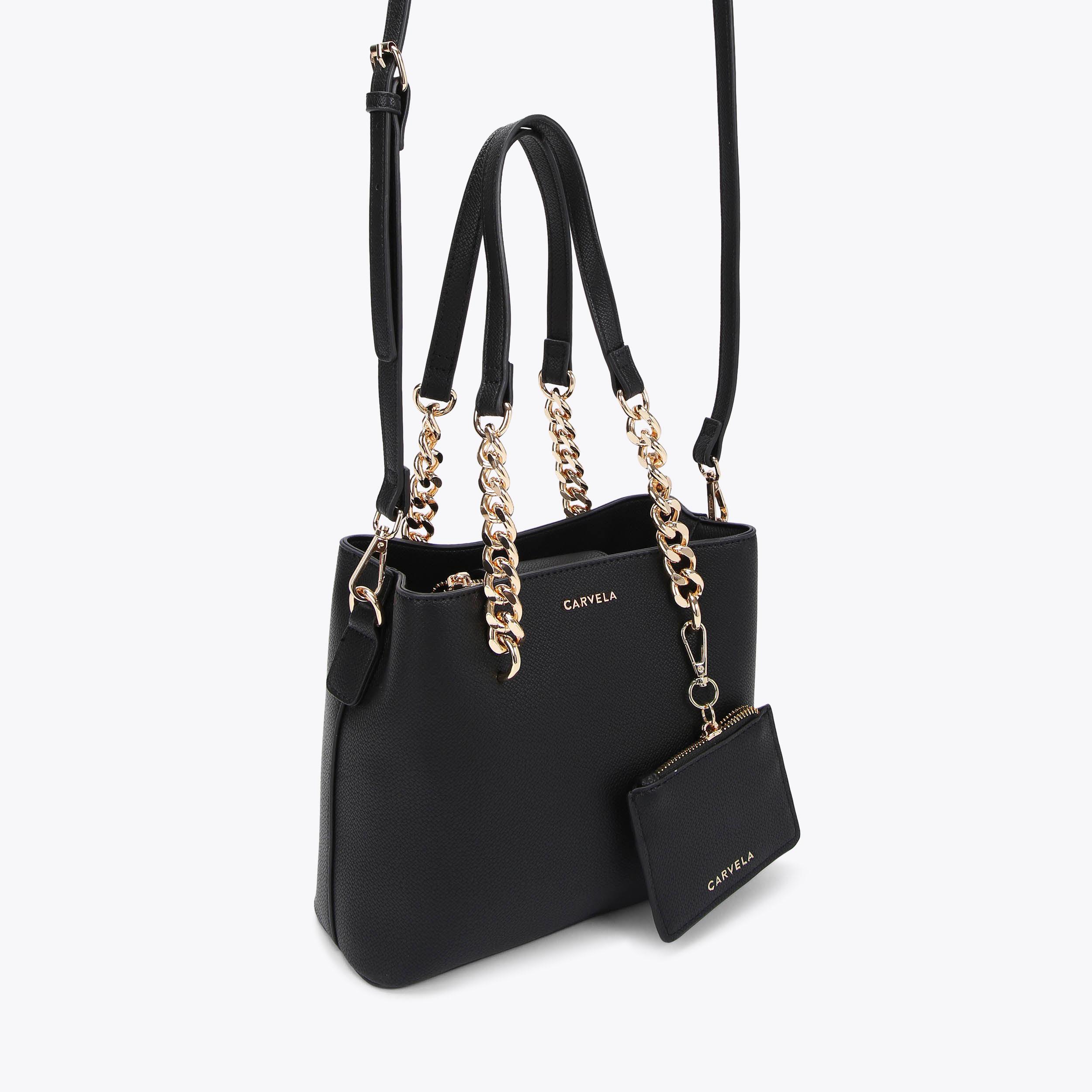 MINI CAMMIE 2 Black Textured Tote Bag by CARVELA