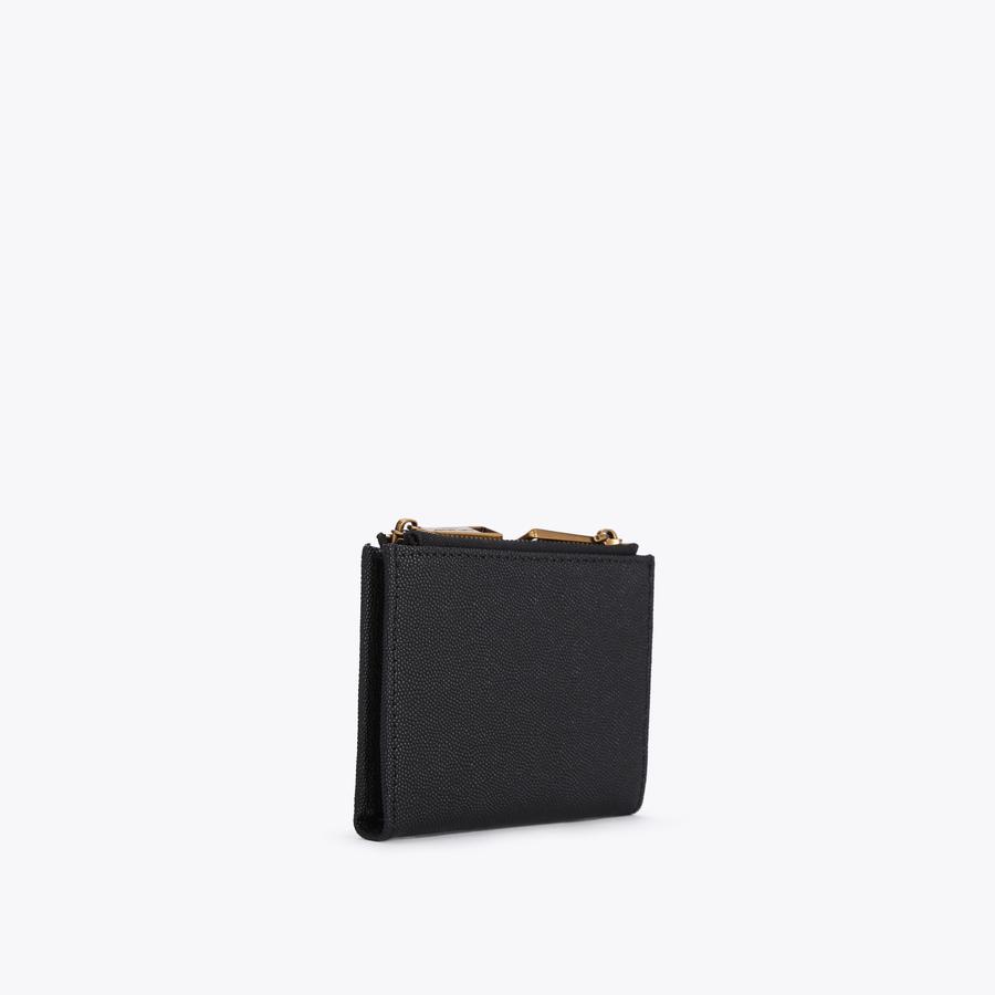 MINI PURSE Black Textured Leather Zipper Mini Square Wallet by KURT GEIGER LONDON