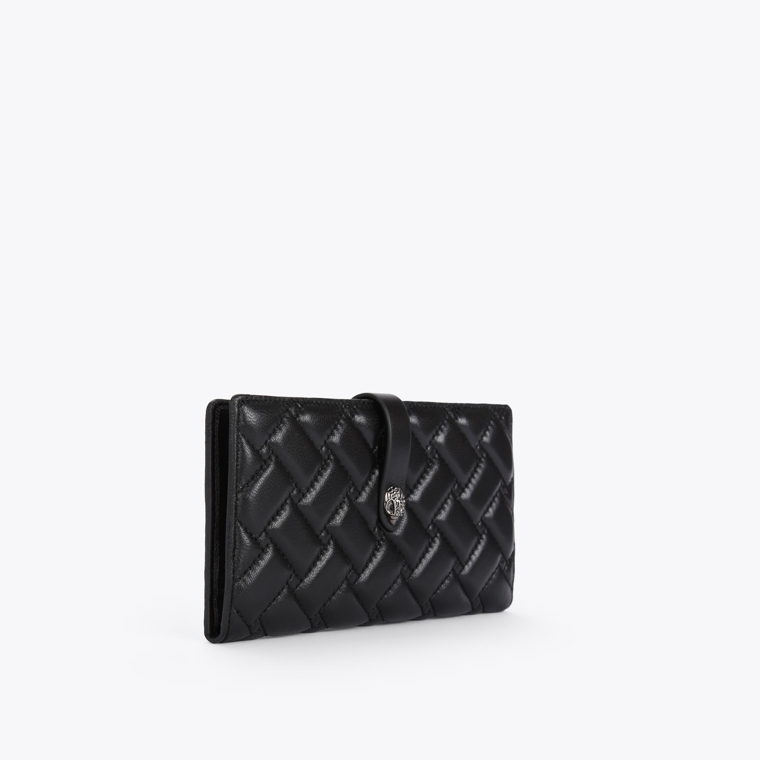 LEATHER SOFT WALLET Black Leather Quilted Soft Wallet by KURT GEIGER LONDON