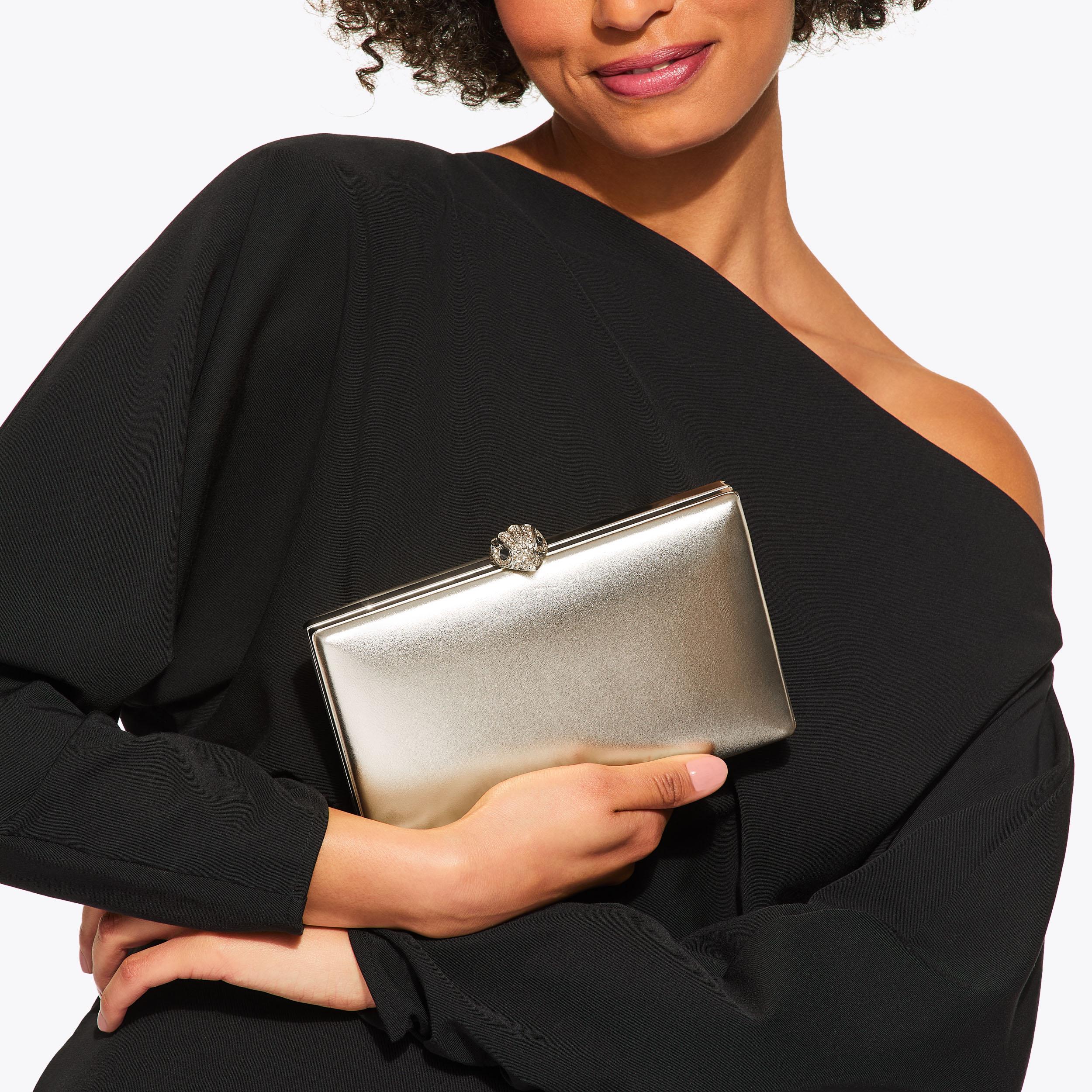 Crystal Kensington Clutch Gold Metallic Clutch Bag By Kurt Geiger London