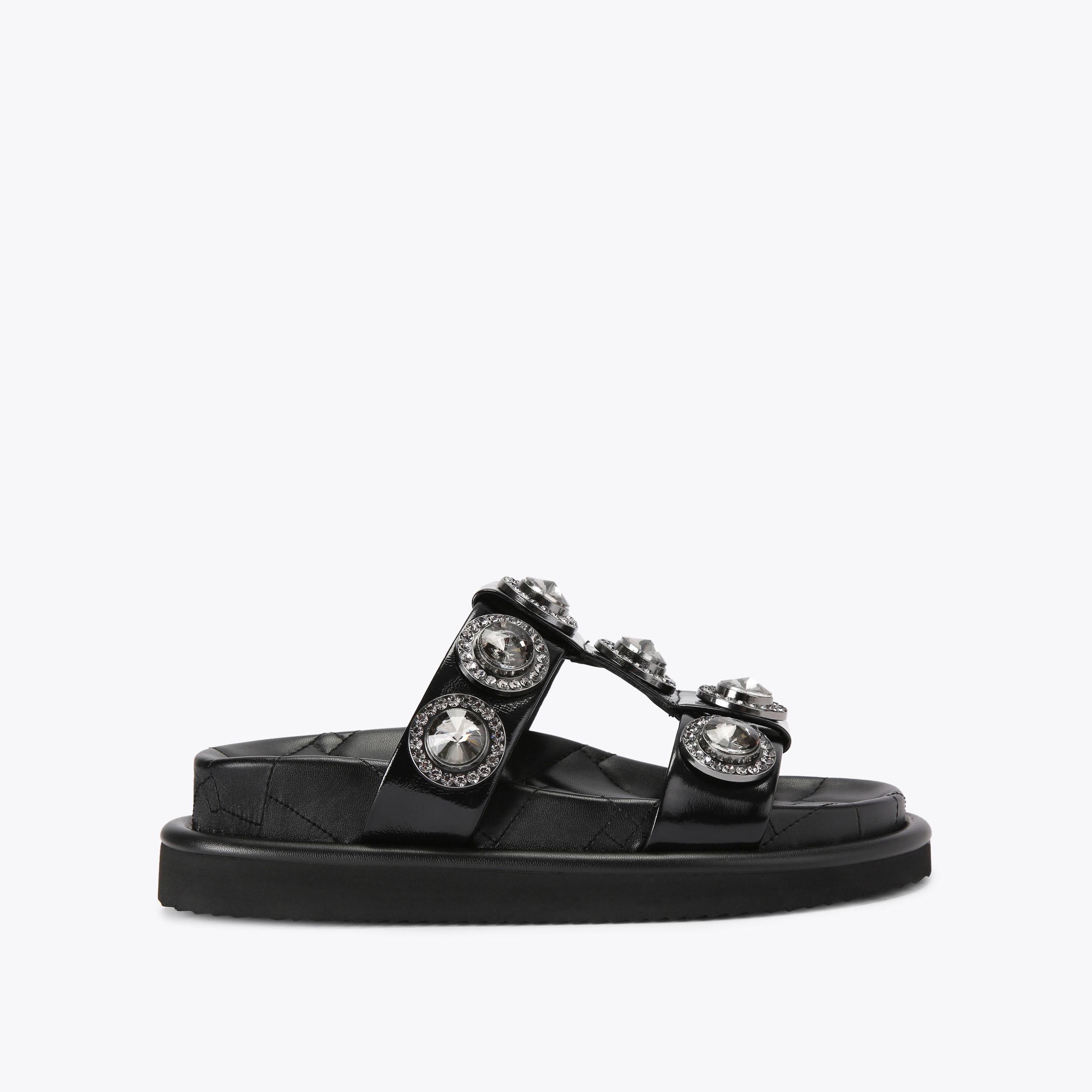 ORSON CRYSTAL SANDAL Black Patent Sandals by KURT GEIGER LONDON