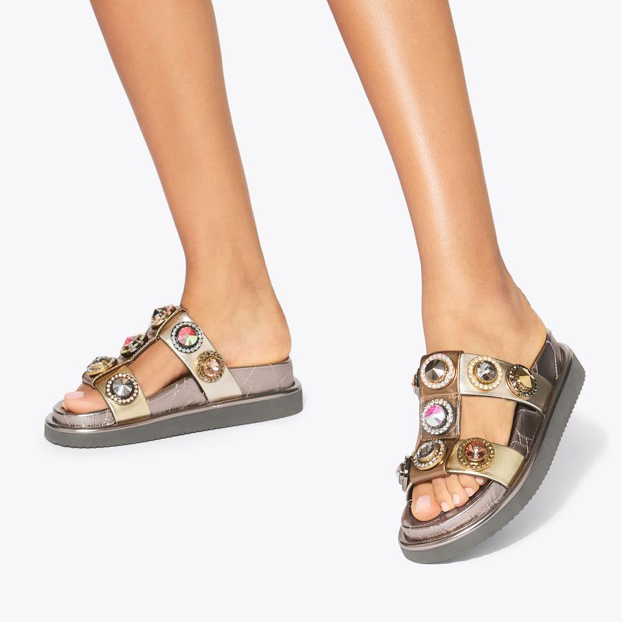 サンダル・ミュール ORSON CASUAL SANDALS ORSON MULTI STUD Black Leather Sandals by KURT GEIGER LONDON
