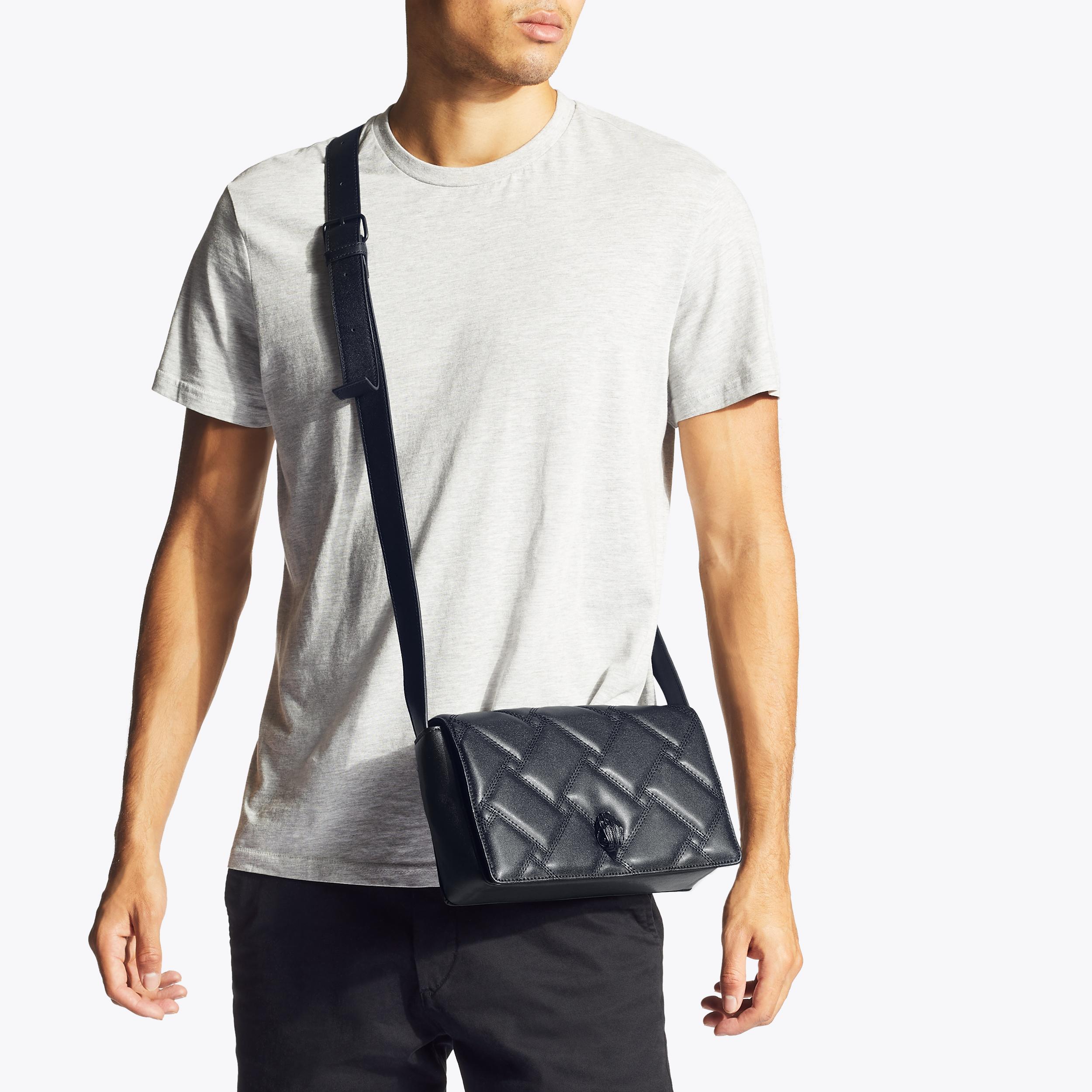 KENSINGTON M BAG Quilted Black Leather Cross Body Bag by KURT GEIGER LONDON