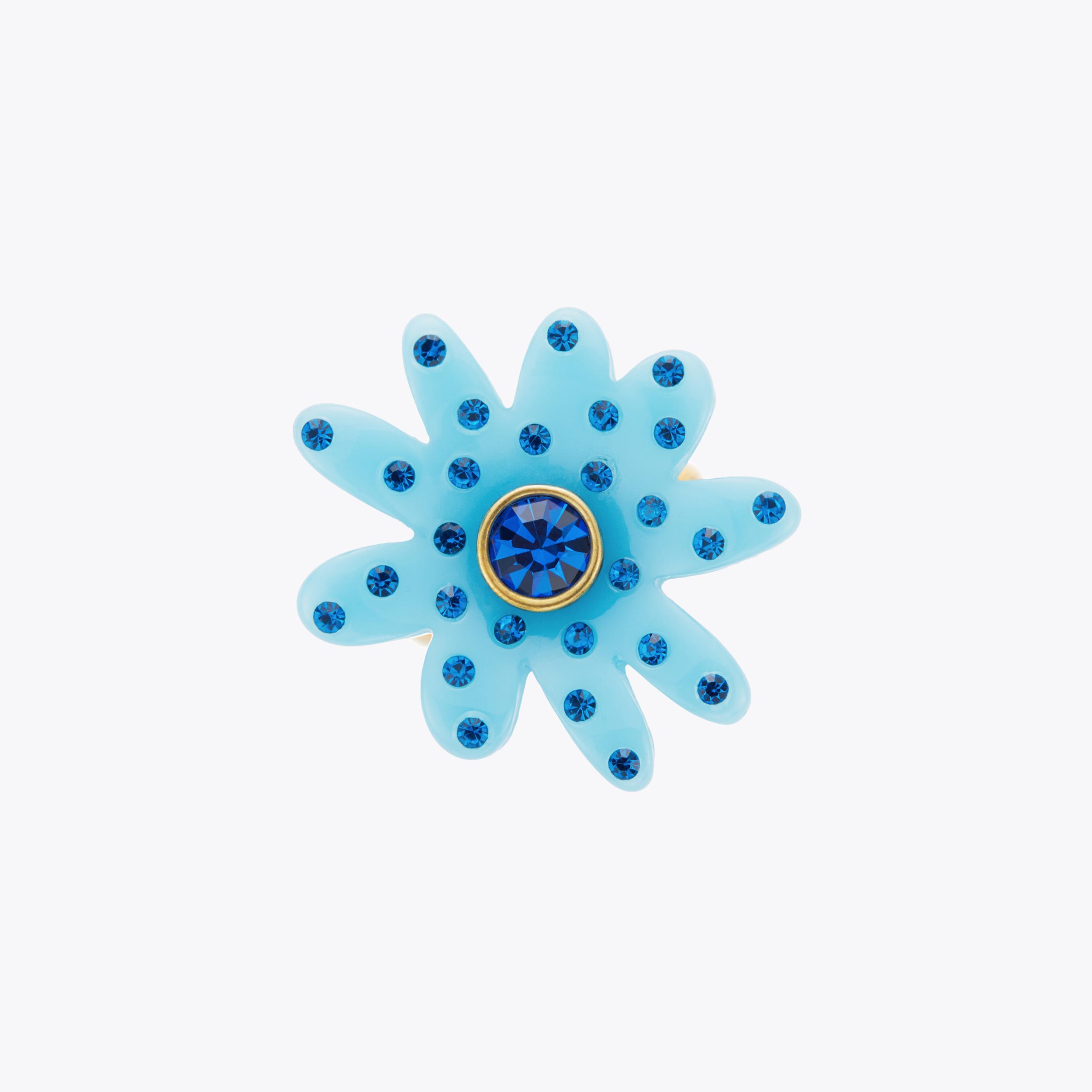 DAISY CRYSTAL RING Blue Brass Daisy Resin Ring by KURT GEIGER LONDON