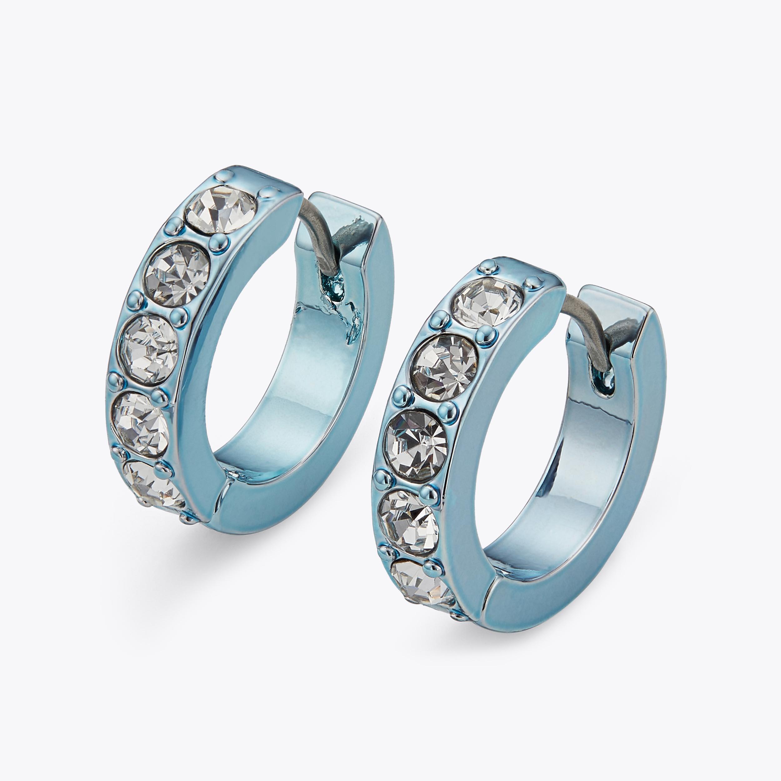STONE HUGGIE HOOPS Metallic Blue Huggie Hoop Earrings by
