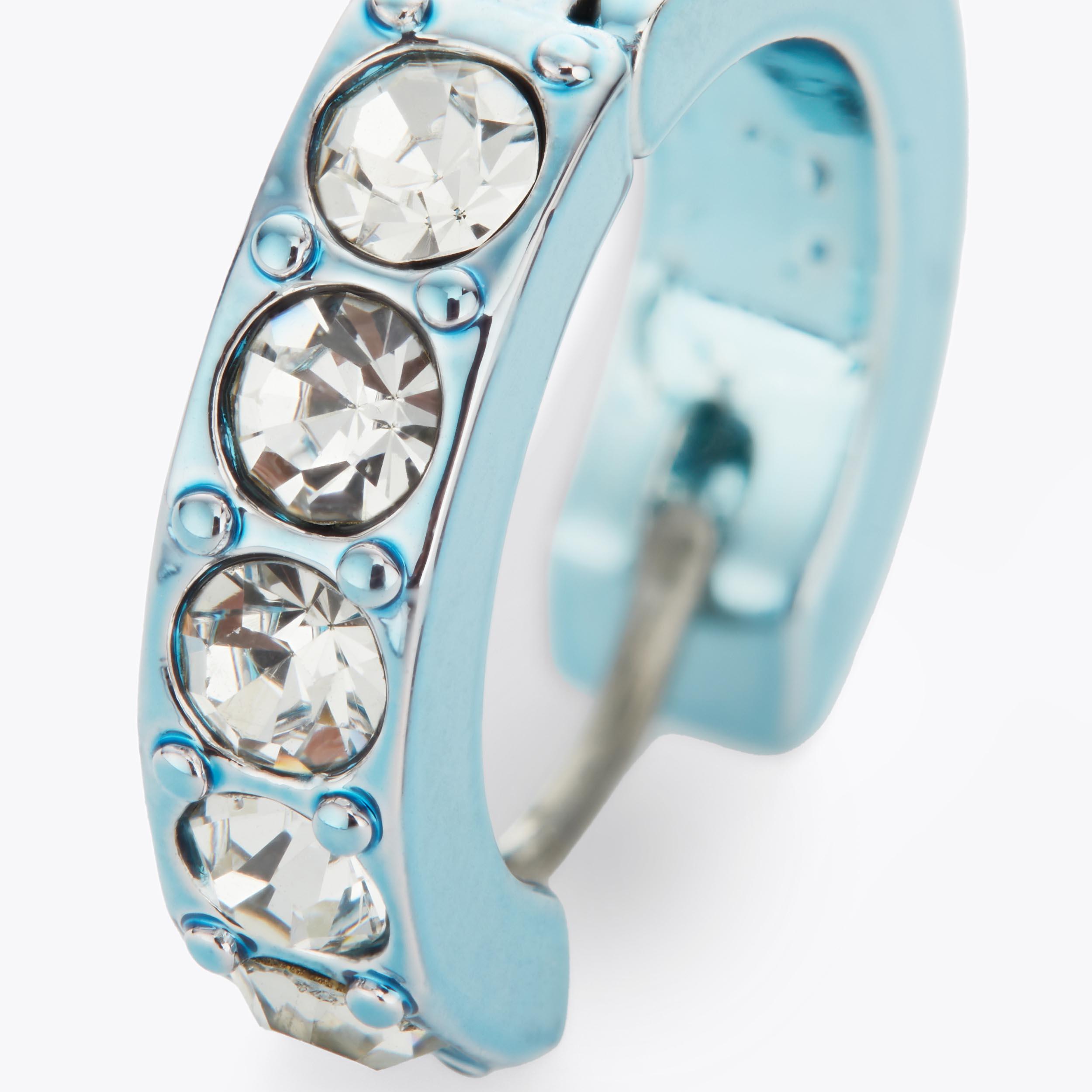 stone-huggie-hoops-blue-brass-