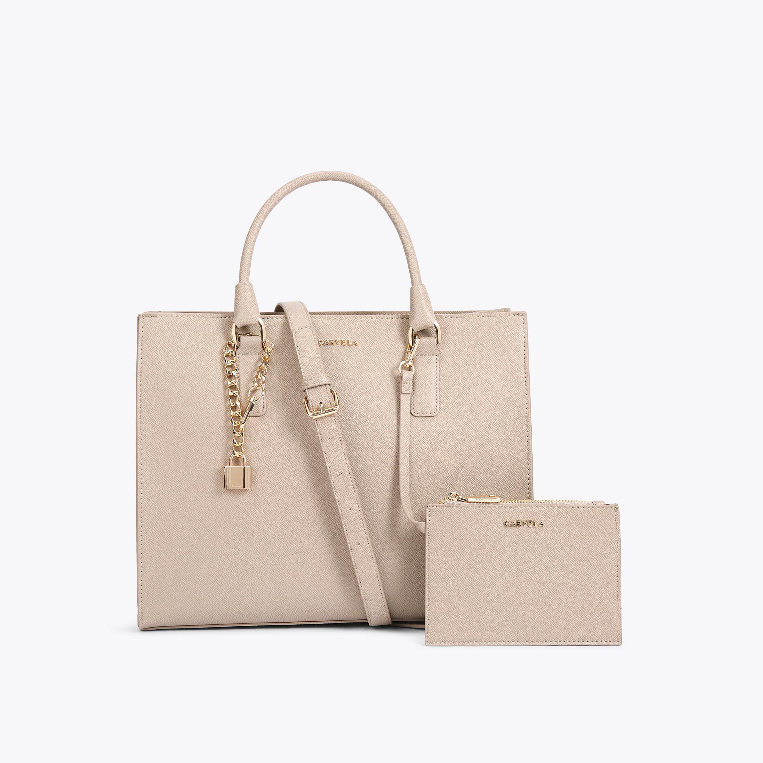 Kurt geiger taupe discount leather tote bag