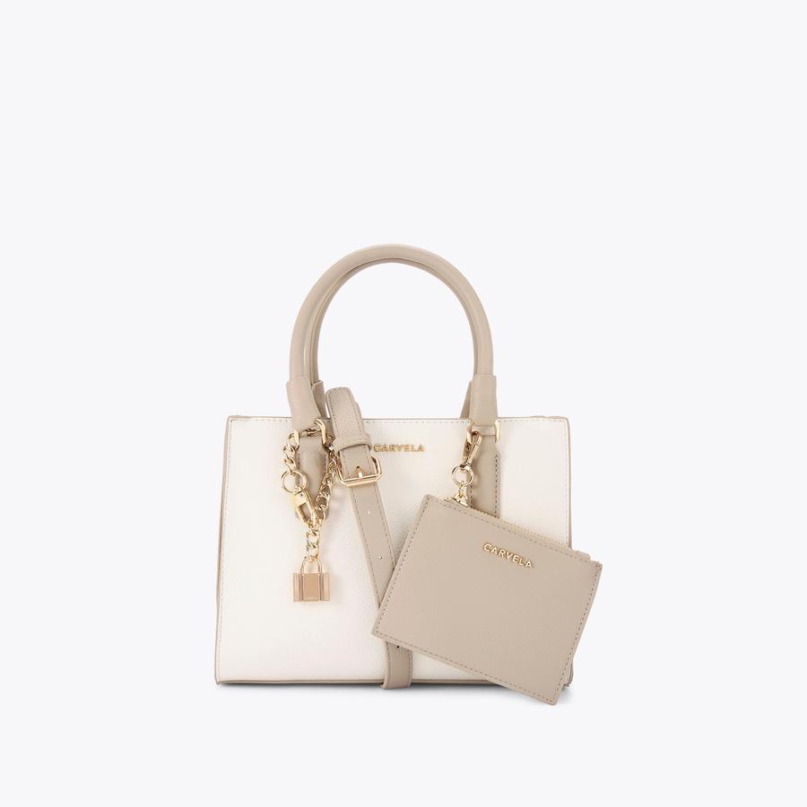 MINI LATTE Bone Two Tone Tote Bag by CARVELA 