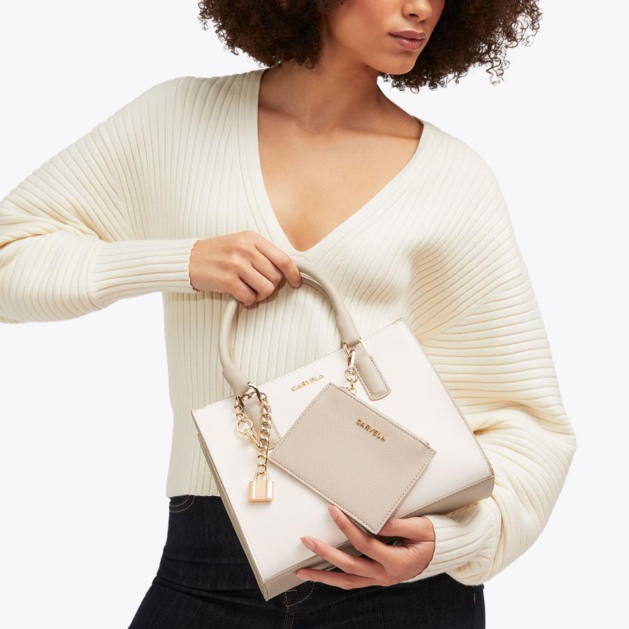 MINI LATTE Bone Two Tone Tote Bag by CARVELA