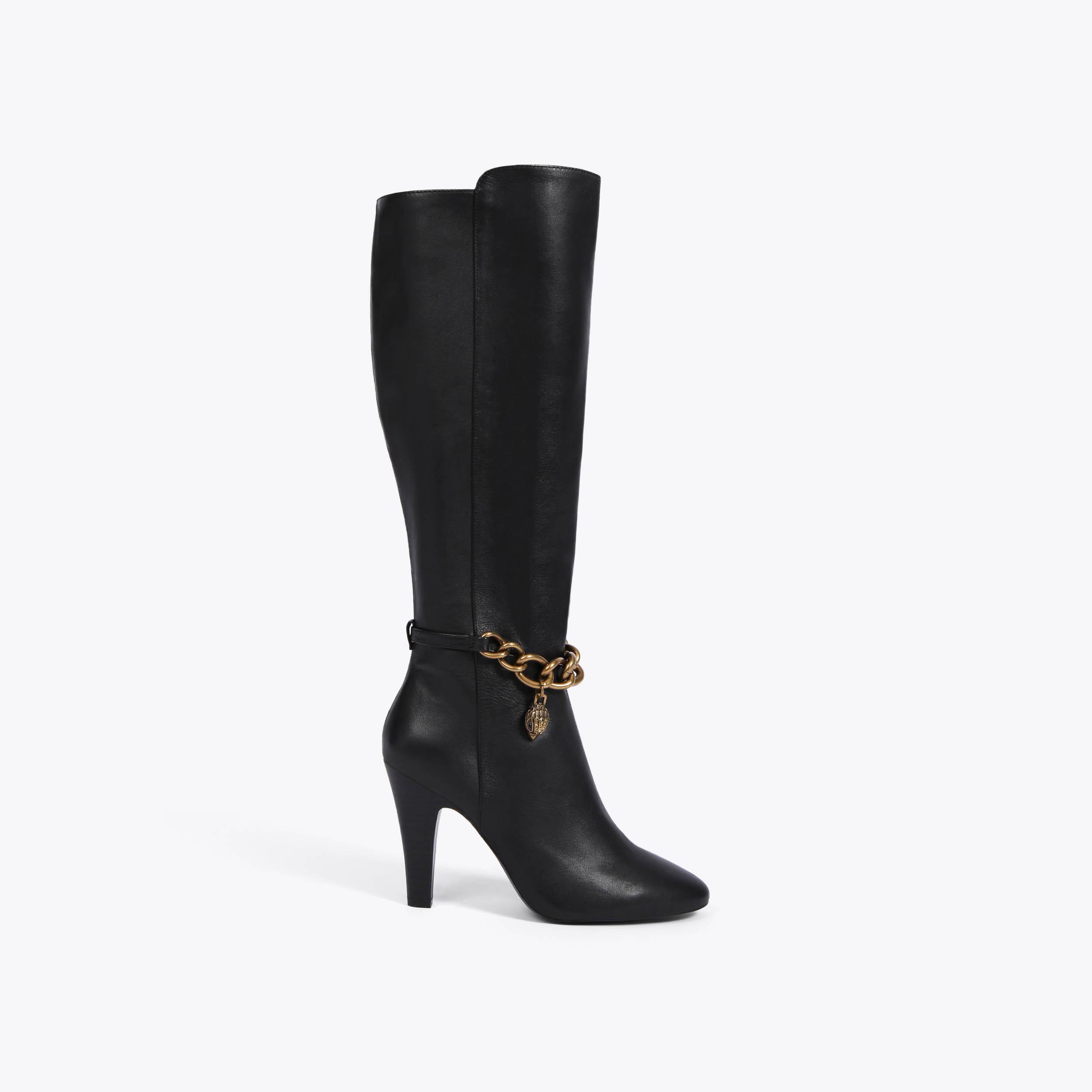SHOREDITCH CHAIN BOOT Over The Knee Black Leather Chain Boots by KURT ...