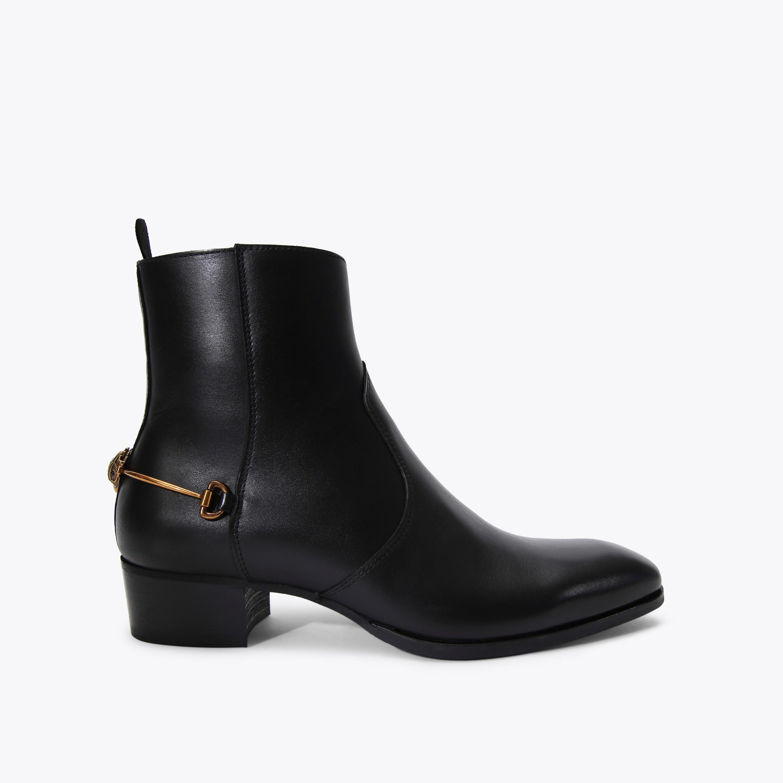 GIN Black Leather Ankle Boots by KURT GEIGER LONDON