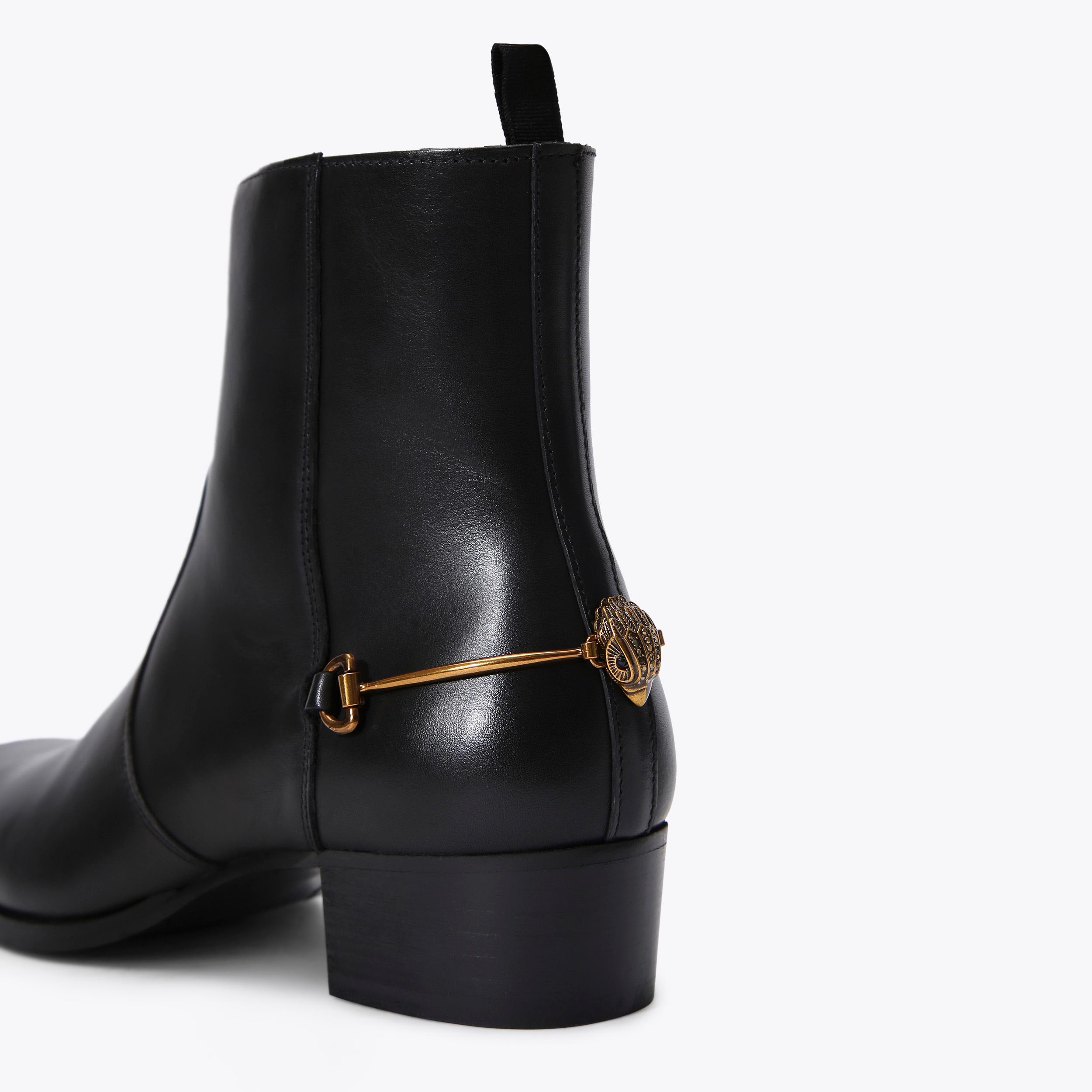 GIN Black Leather Ankle Boots by KURT GEIGER LONDON