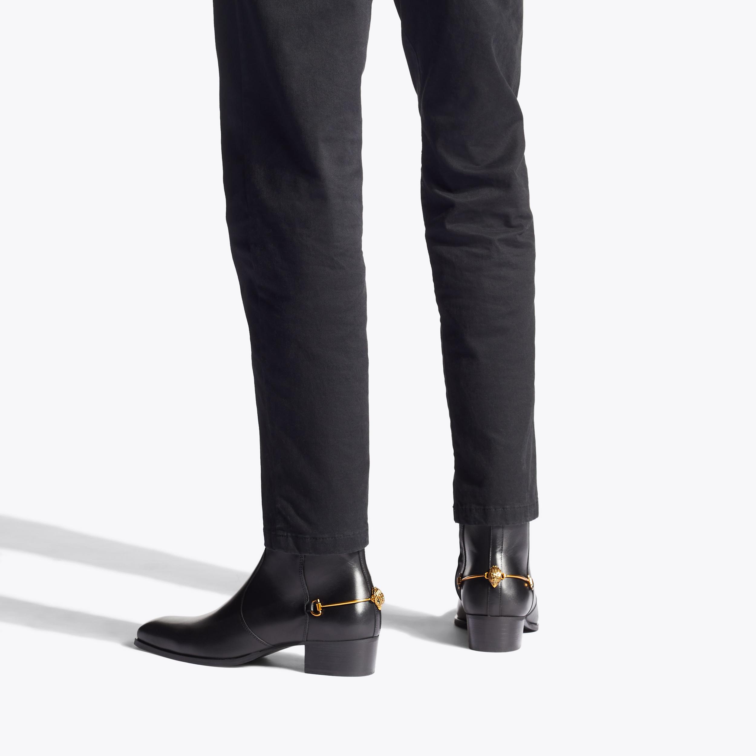 GIN Black Leather Ankle Boots by KURT GEIGER LONDON