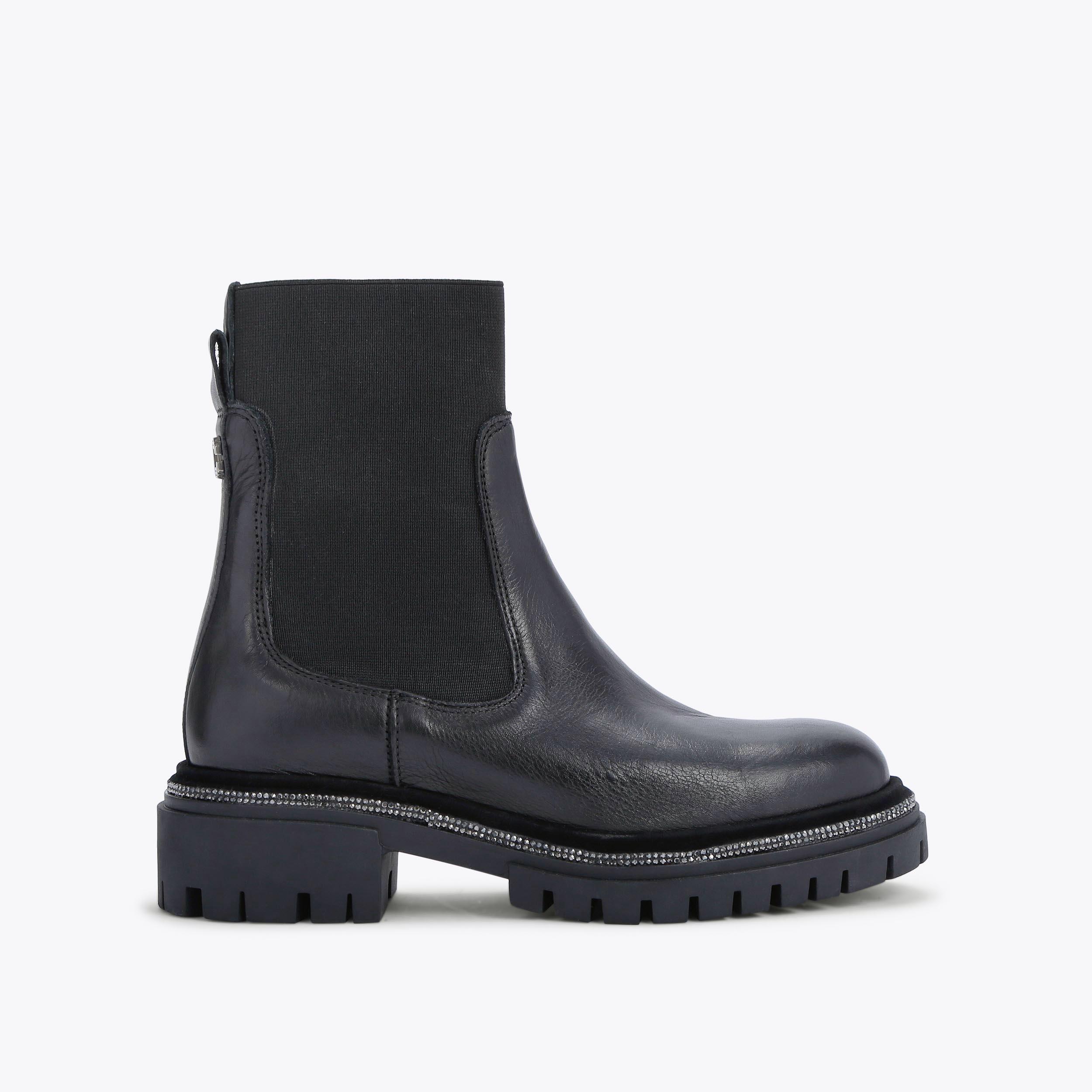 DAZZLE ANKLE Black Leather Ankle Boots by CARVELA