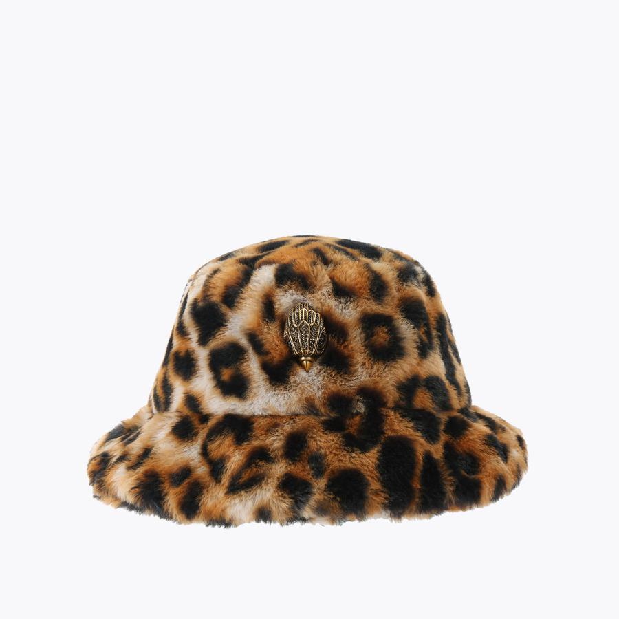 POPPY BUCKET HAT Leopard Print Bucket Hat by KURT GEIGER LONDON