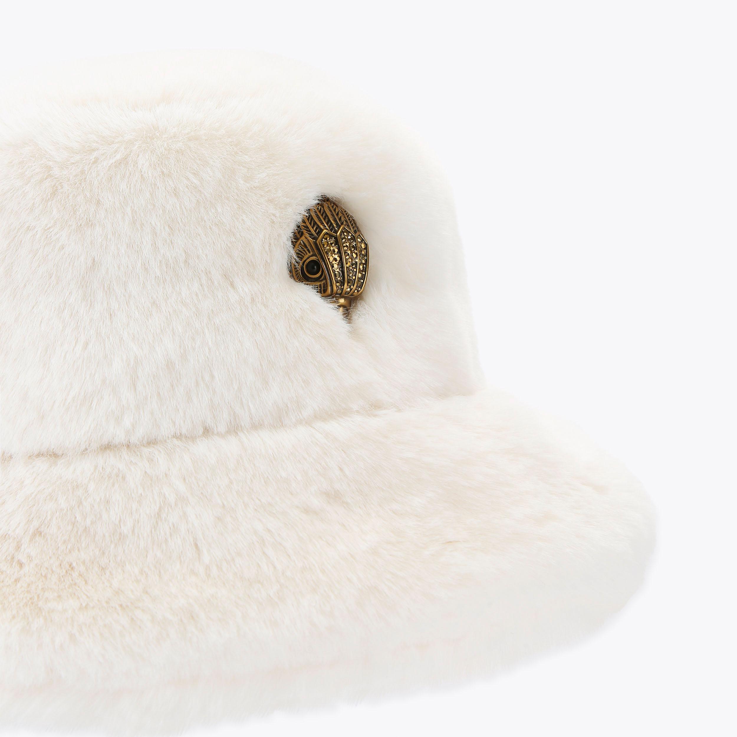 【VIP価格】DOLCE & GABBANA Off White Fur Bucket Hat DOLCE & GABBANA Hat Off White Acrylic Fur Womens Bucket