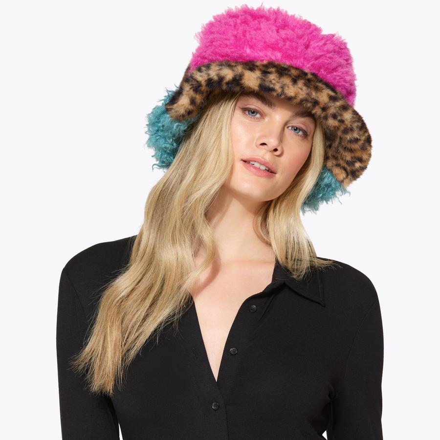 POPPY BUCKET HAT Fluffy Faux Fur Bucket Hat by KURT GEIGER LONDON