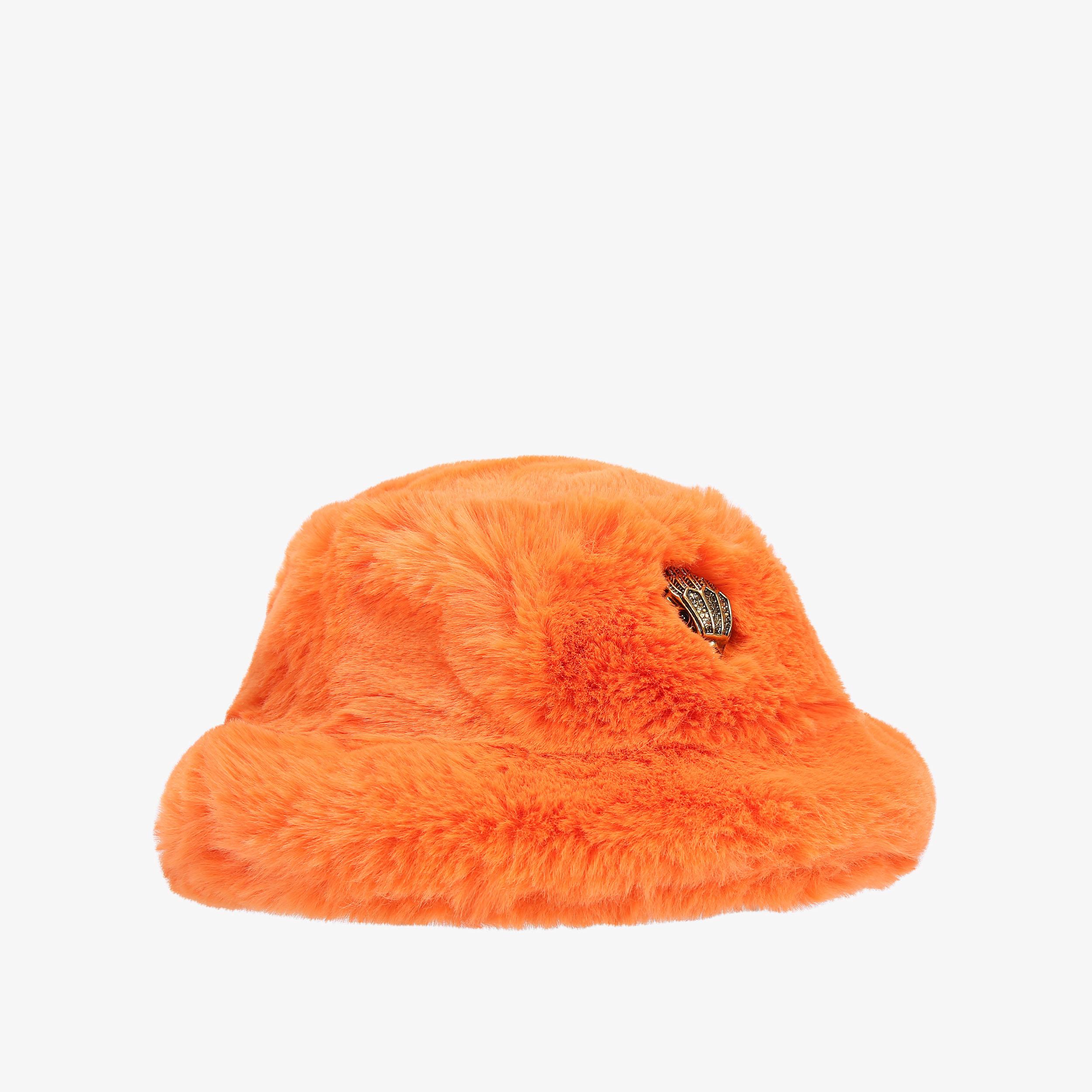 帽子 Furry Glo Sun Bucket Hat orange POPPY BUCKET HAT Orange Faux Fur Bucket Hat by KURT GEIGER LONDON